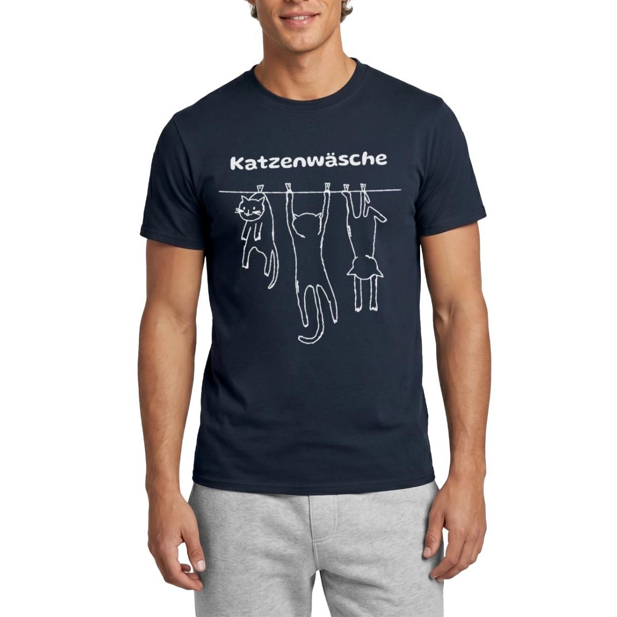 Spreadshirt T-Shirt Katzenwäsche Wortwitz Männer T-Shirt (1-tlg)