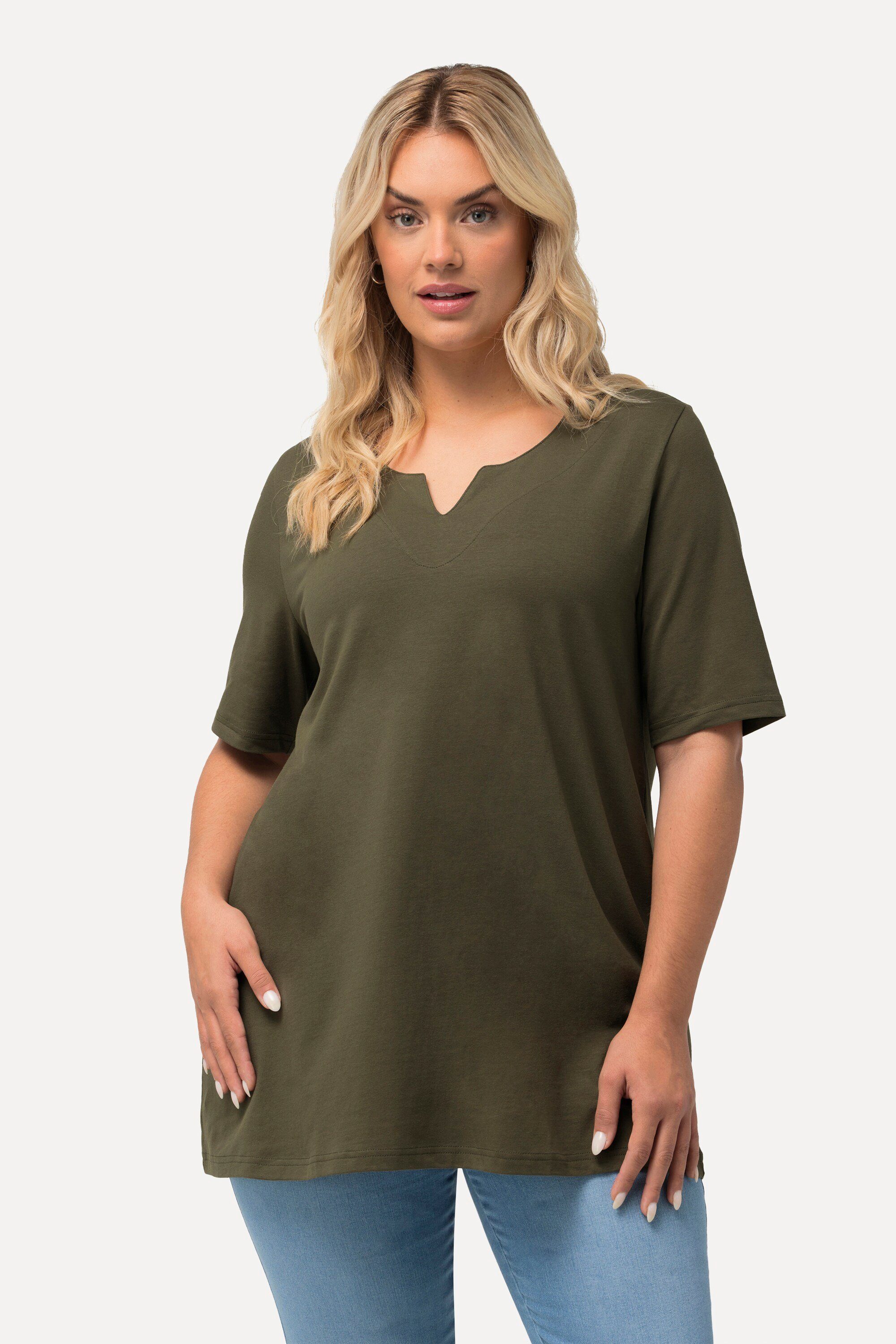 Ulla Popken T-Shirt T-Shirt A-Linie Tunika-Ausschnitt günstig online kaufen