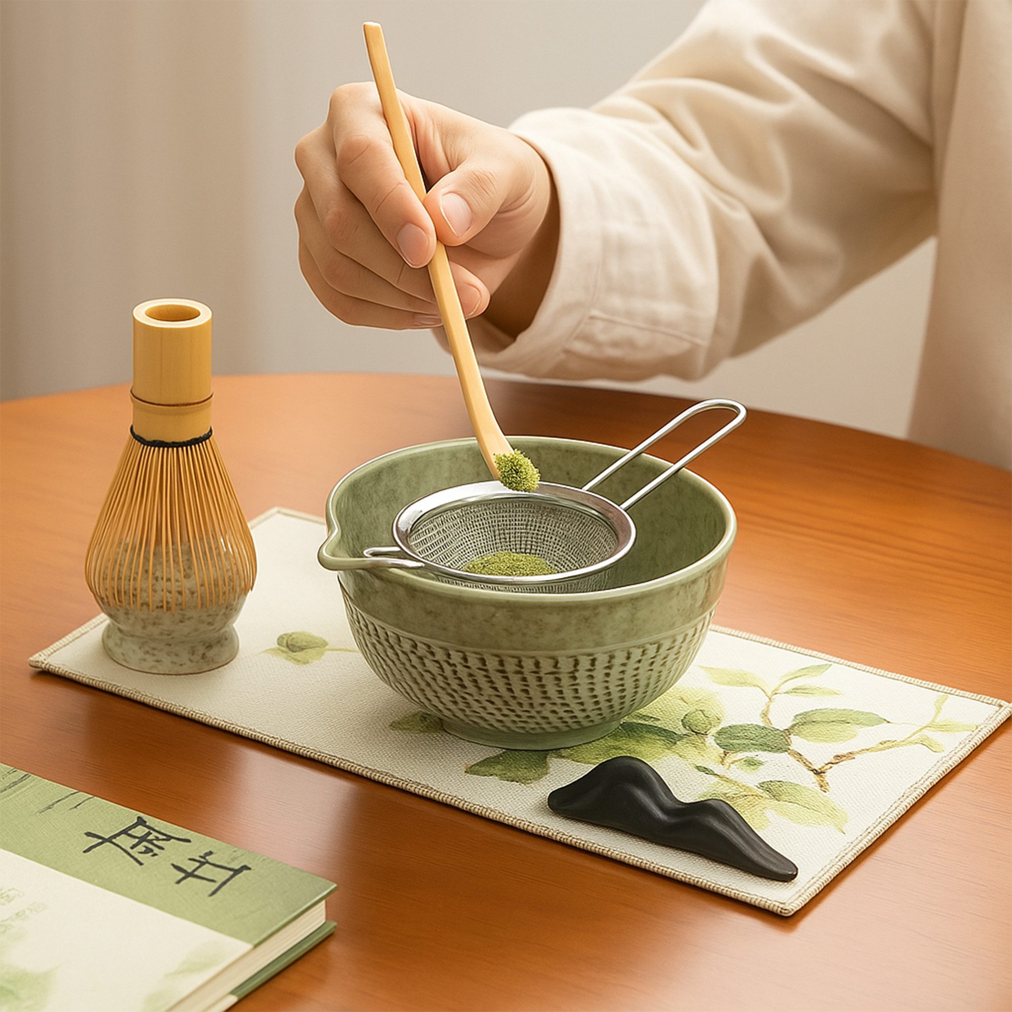 Roxlin Teeservice Roxlin Matcha Set (7-teilig) Keramik, Bambus-Besen, Schale & Zubehör