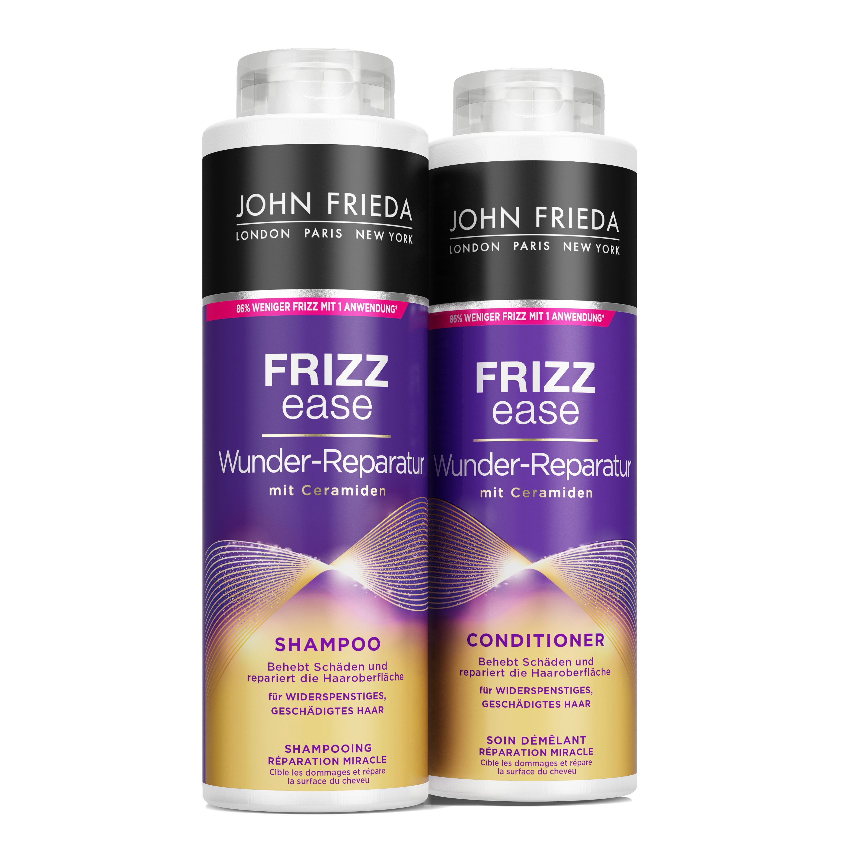 John Frieda Haarpflege-Set Frizz Ease Duo Wunder Reparatur Shampoo + Conditioner 2x500ml, Duopack