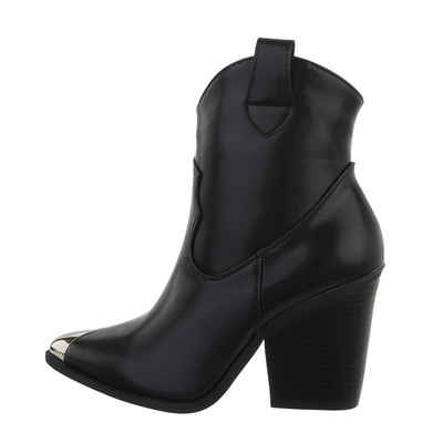 Ital-Design Damen Cowboyboots Western Westernstiefelette (70478566) Blockabsatz High-Heel Stiefeletten in Schwarz