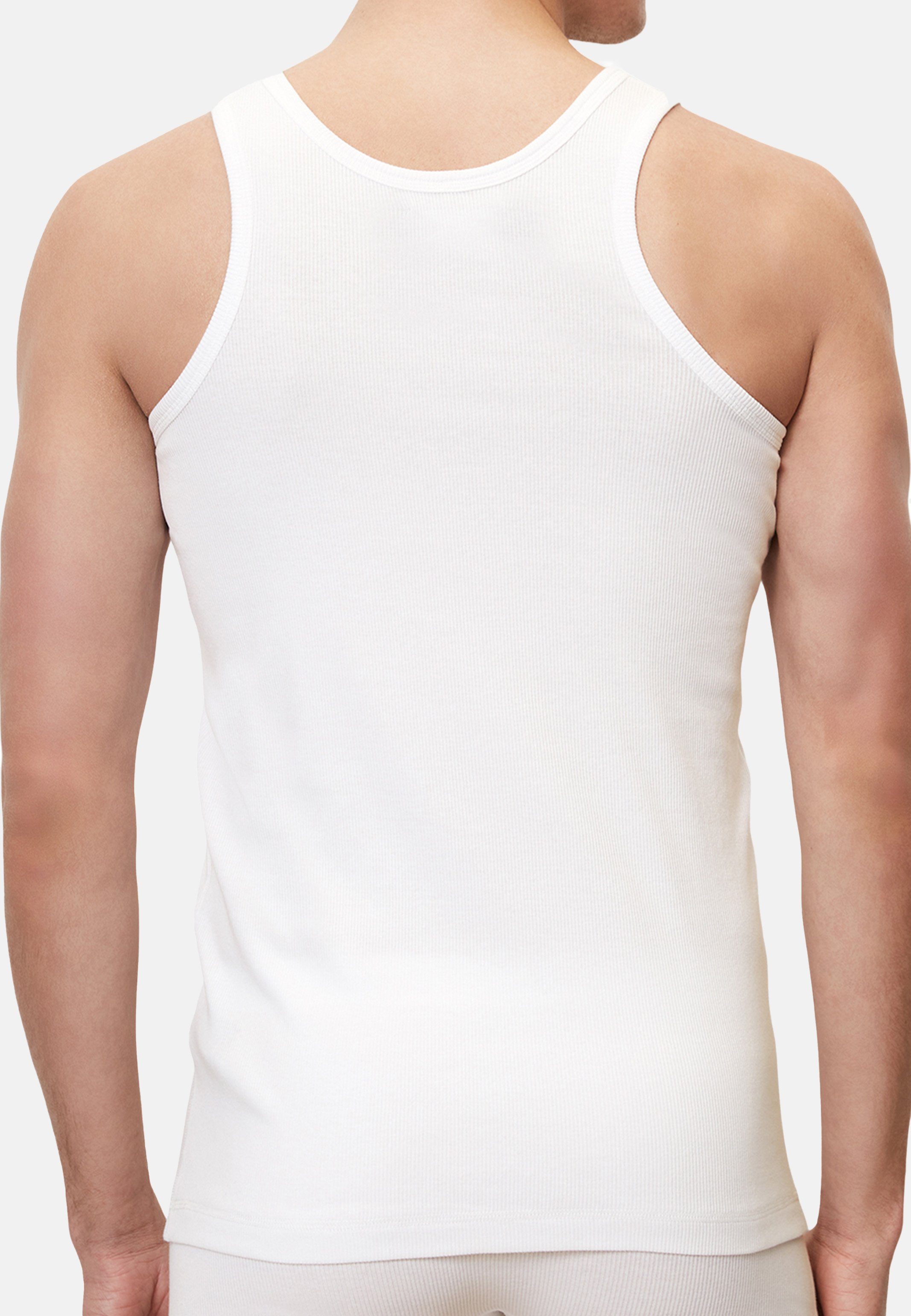 und 4er Unterhemd (Spar-Set, Weiches Marc Iconic Cotton Unterhemd - Rib Baumwolle Pack O'Polo Weiß / Tanktop 4-St) Organic - Material atmungsaktives