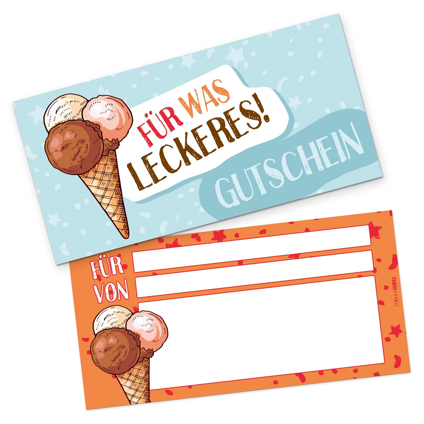 itenga Grußkarten itenga Geschenkgutschein Eis (Motiv 8), Postkarte zum Ausfüllen | Papier