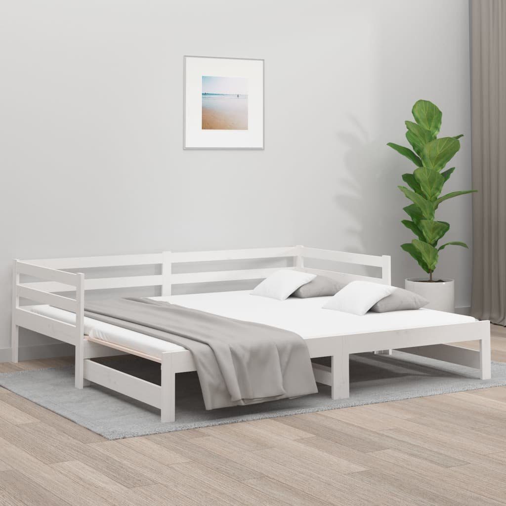 vidaXL Bett Tagesbett Ausziehbar Weiß 2x(80x200) günstig online kaufen