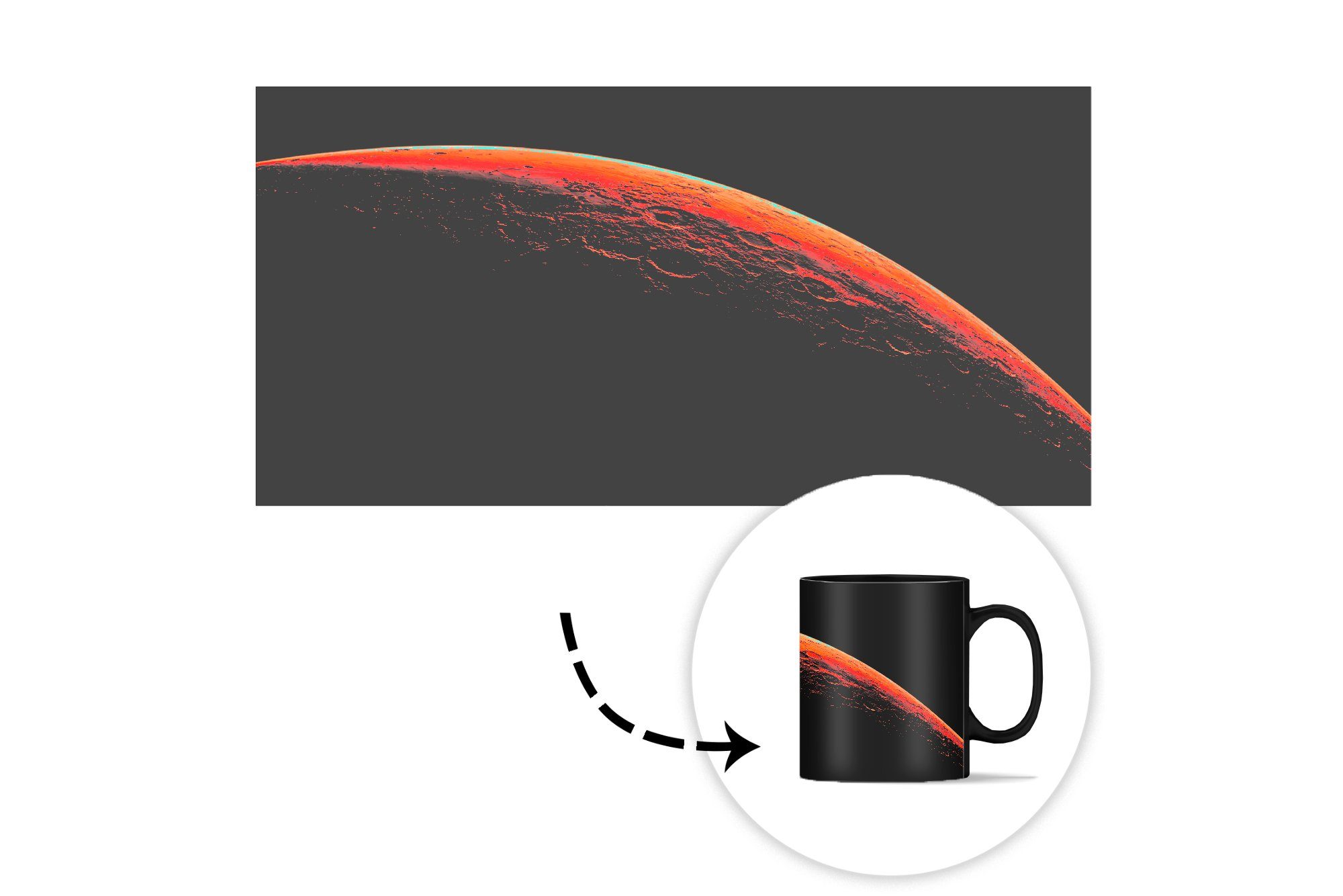 MuchoWow Tasse Mars Teetasse, Keramik, Farbwechsel, - - Geschenk Zaubertasse, Licht Planeten, Kaffeetassen