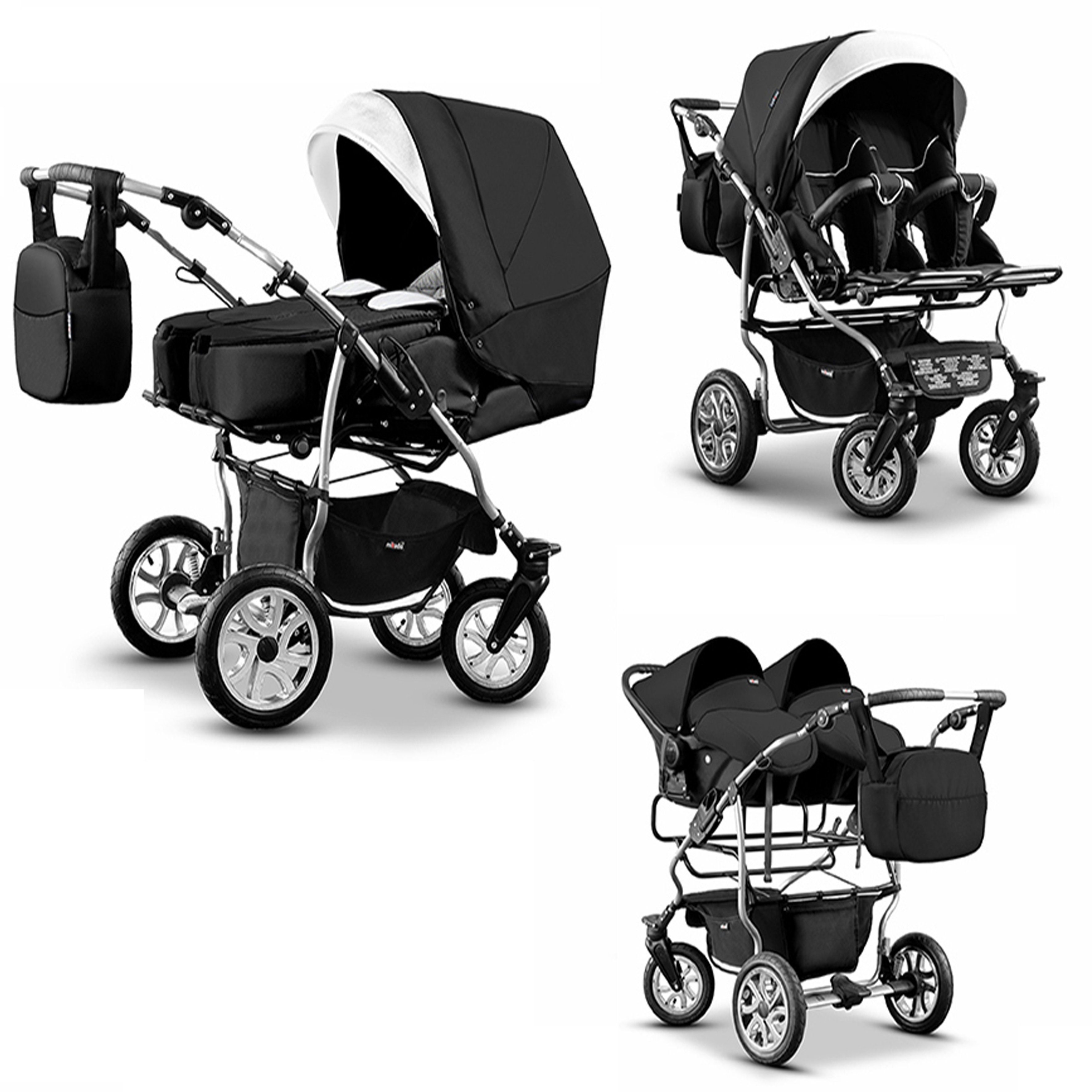 Zwillings-Kombikinderwagen City Twin 4 in 1 inkl. Sportsitze, Autositze und Zubehör in 19 Farben