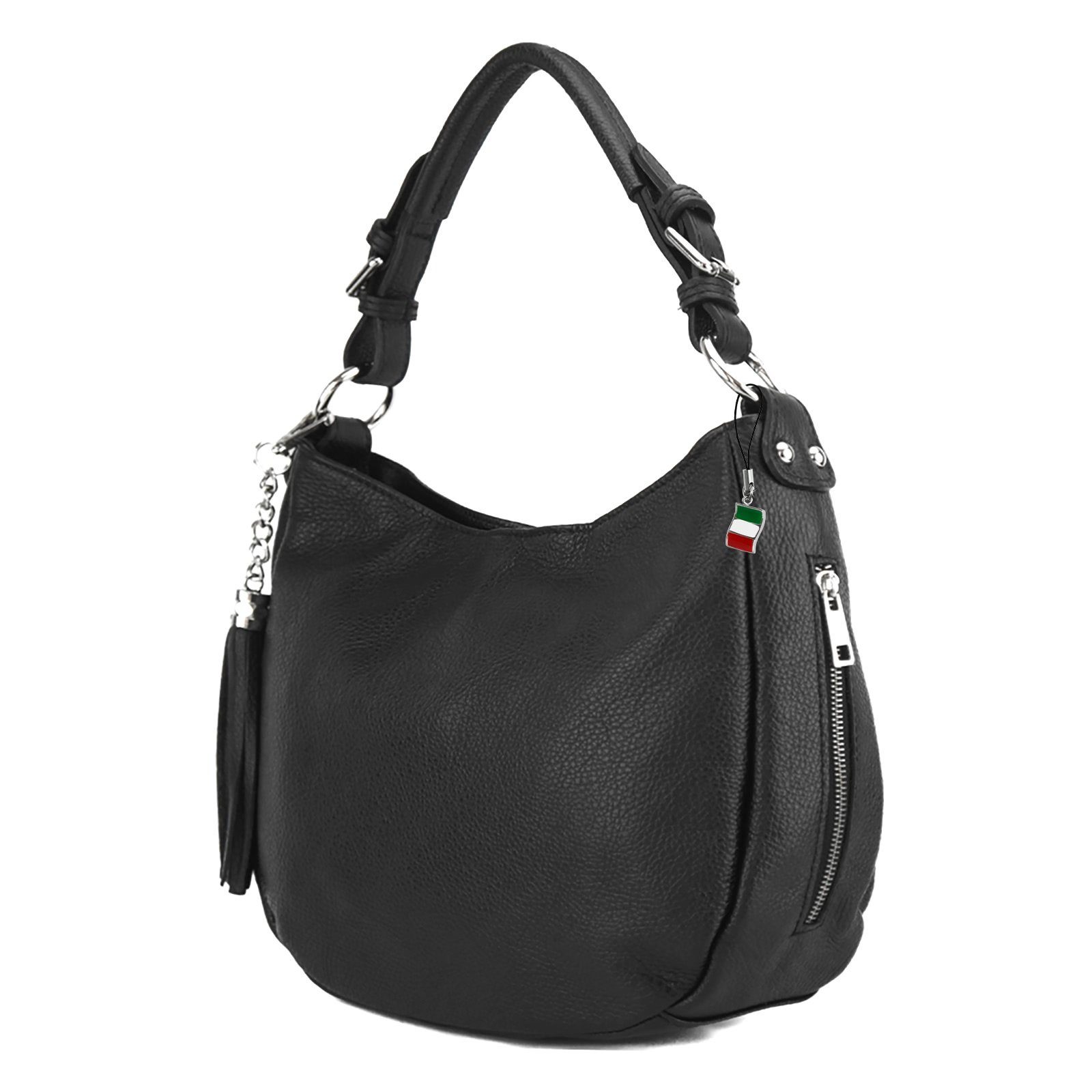 FLORENCE Schultertasche Florence Echtleder Damen Hobo Bag schwarz (Schulter günstig online kaufen