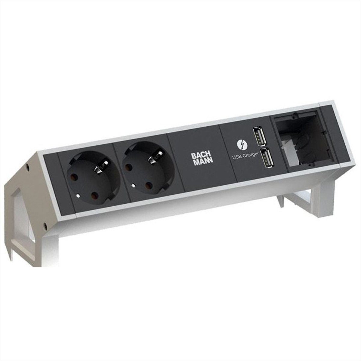 Schutzkontakt 1x 2x DESK2 Bachmann m) ABD, (Kabellänge 1x Inox USB-Charger 0.2 Steckdosenleiste GST18