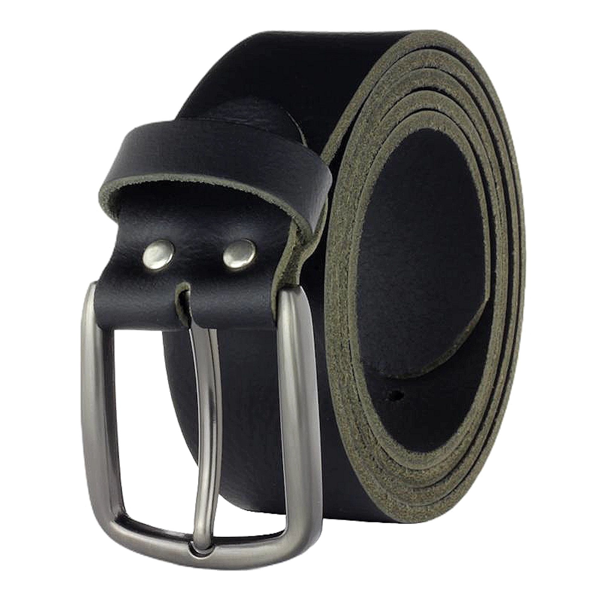 Manza Ledergürtel Gürtel Ledergürtel Schwarz 4cm breit Vollleder Jeansgürtel Unisex Kürzbar