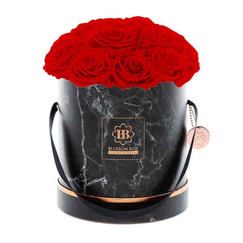 Trockenblume Large - Black Marble Flowerbox - Rot Bouquet, MARYLEA