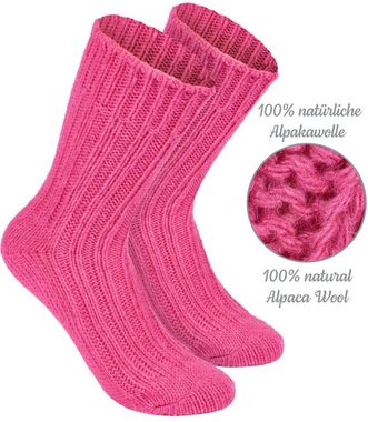 BRUBAKER Kuschelsocken warme dicke Alpaka Socken (4-Paar, 100% Alpakawolle) Wintersocken für Damen und Herren