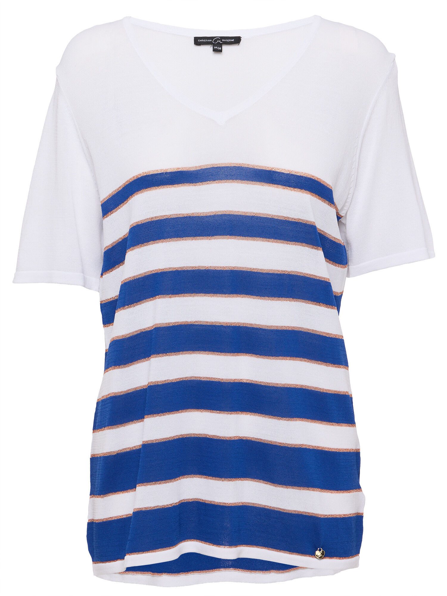 Christian Materne Kurzarmpullover Pulli Halbarm Figurumspielend in Bouclé Garn