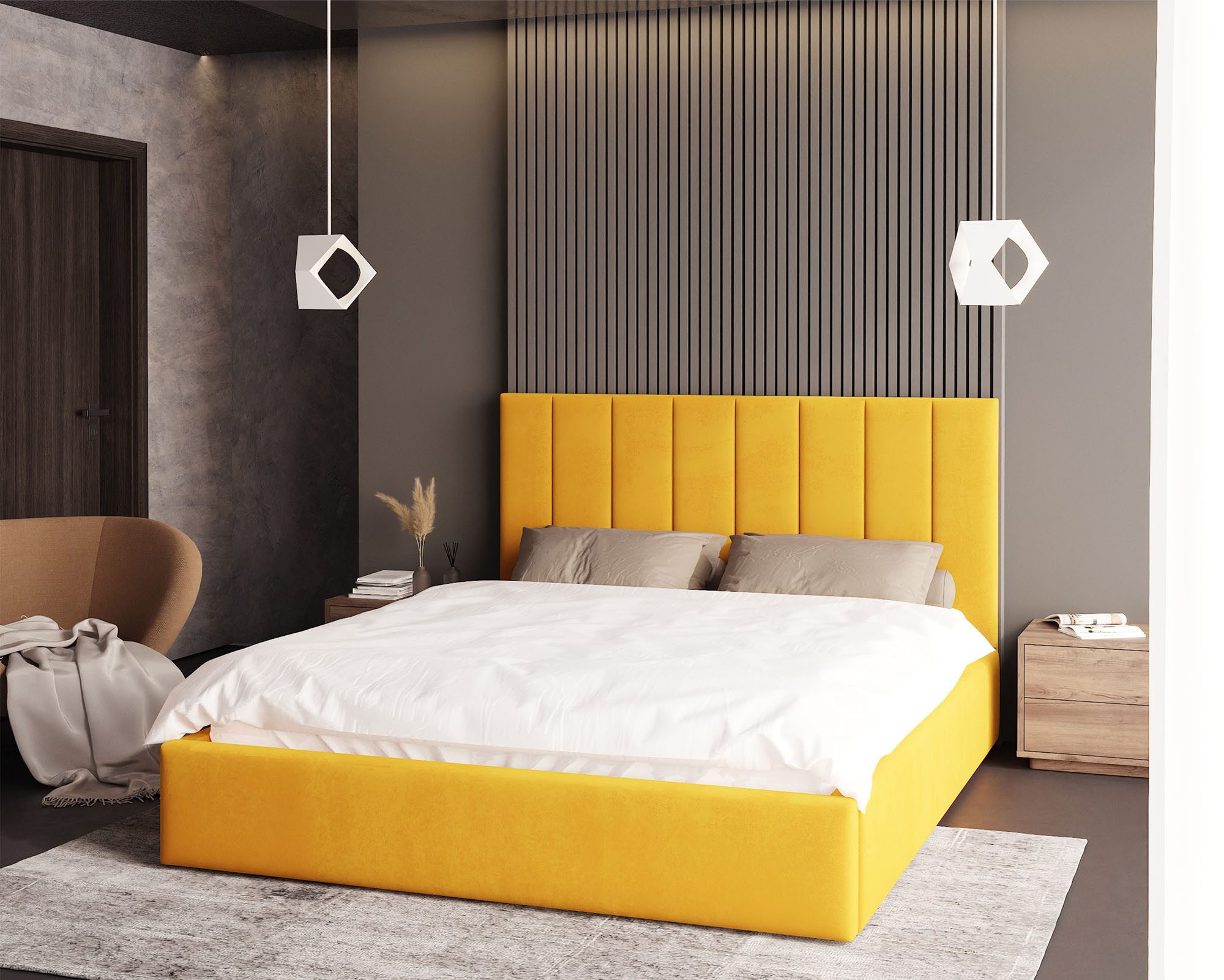 thematys Polsterbett 120x200–180x200 cm – Samt Velours Bett mit Bettkasten & Lattenrost (Optional mit 23 cm Taschenfederkern-Matratze H2, hydraulisches Stauraumbett)