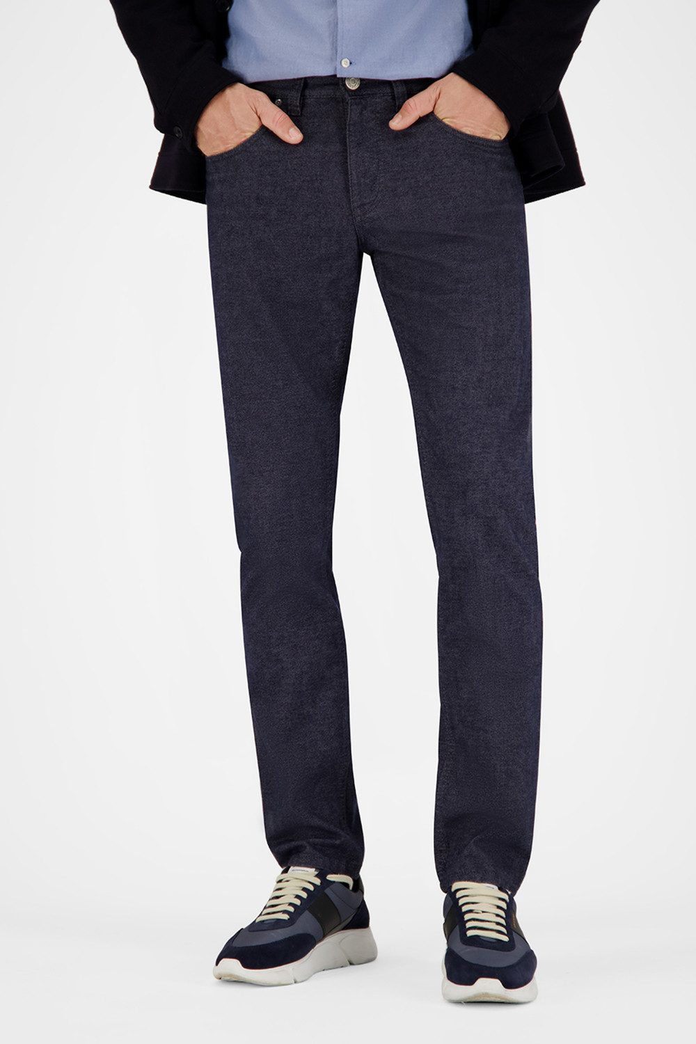 Atelier GARDEUR Straight-Jeans BILL-3-411531-1067, blau, marine, Modern Fit Woll-Optik mit softem Baumwoll-Feeling und leichtem Stretch