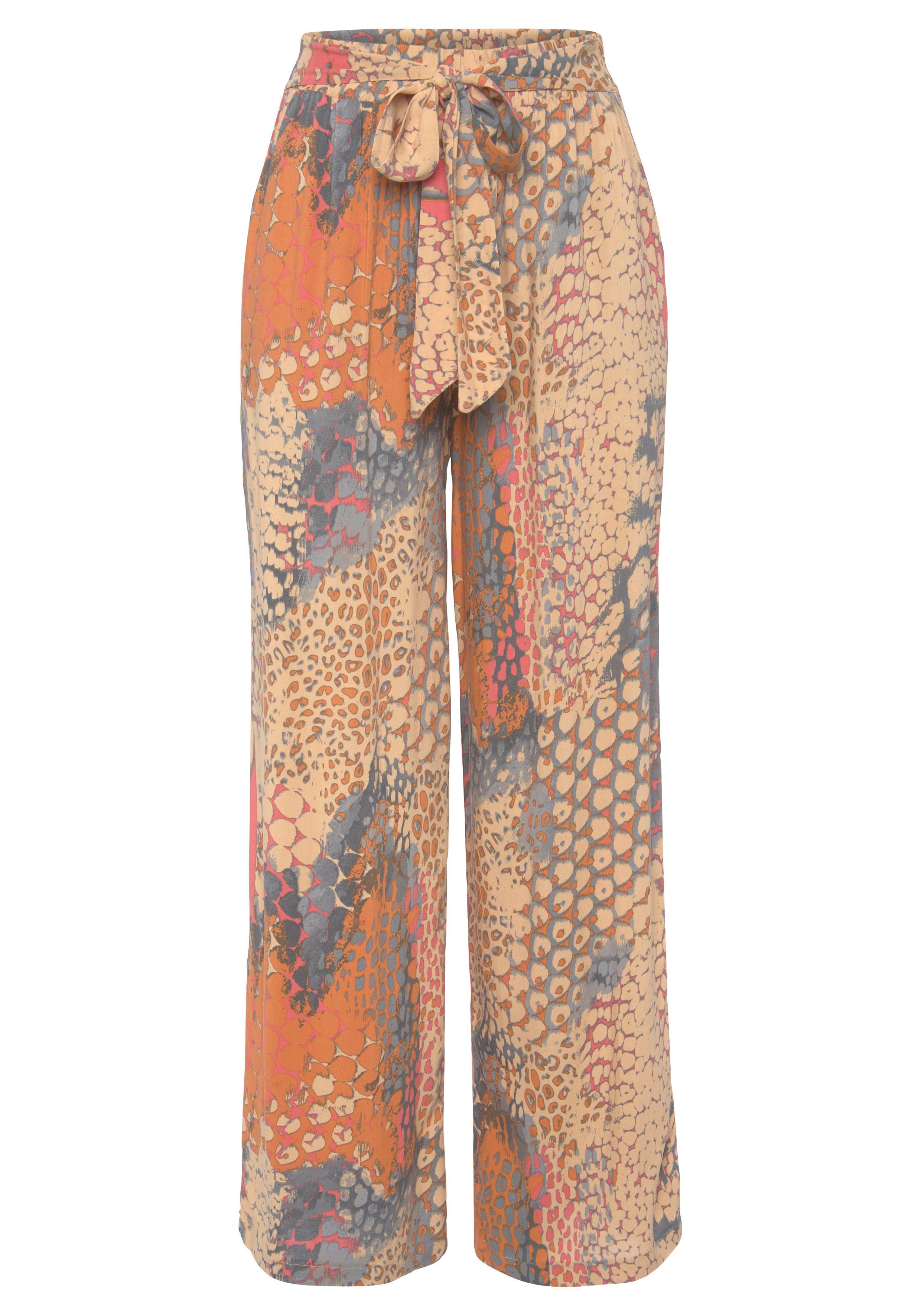 Buffalo Palazzohose (mit Bindegürtel) mit Animalprint günstig online kaufen