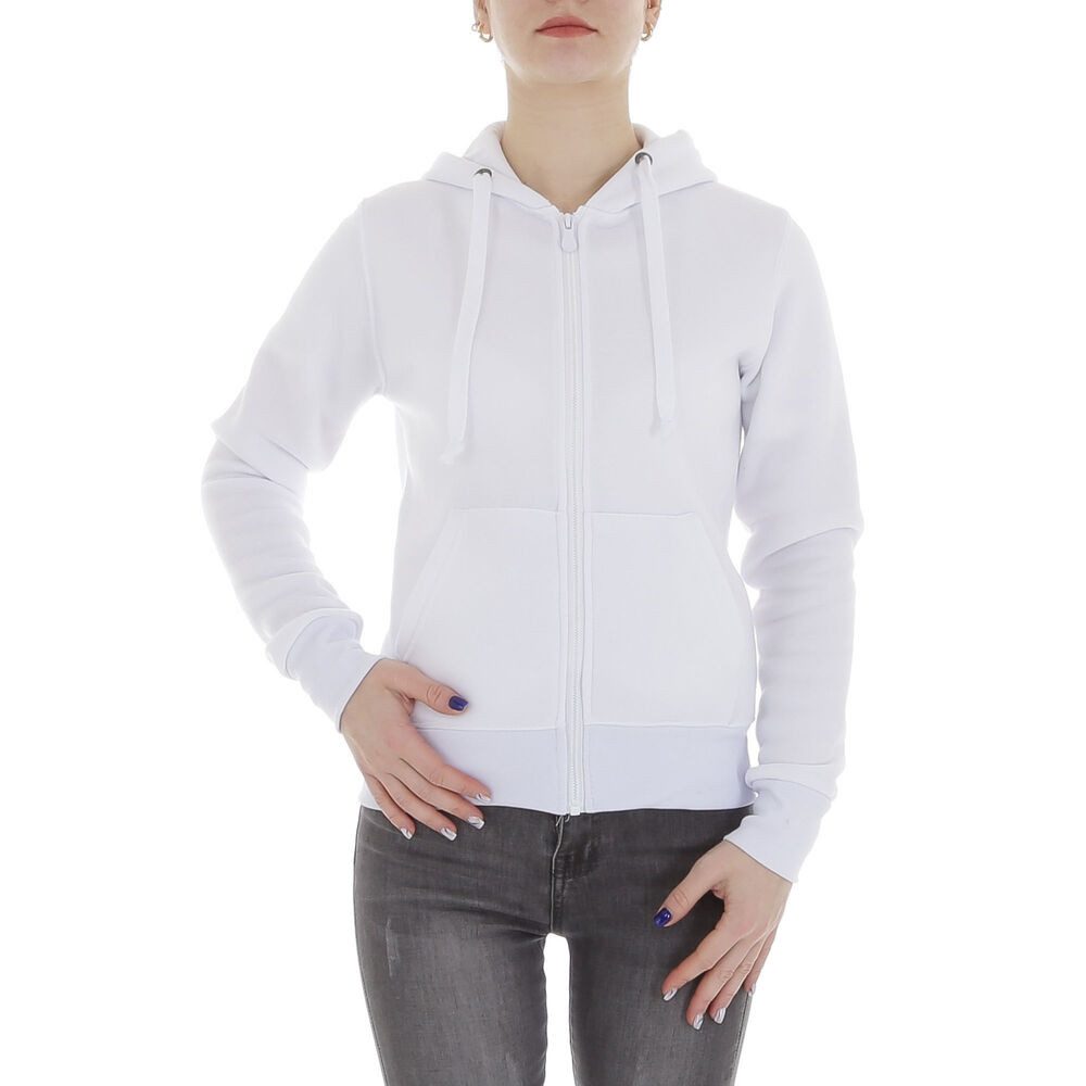 Ital-Design Kapuzensweatjacke Damen Freizeit (86099174) Kapuze Pullover & Strick in Weiß