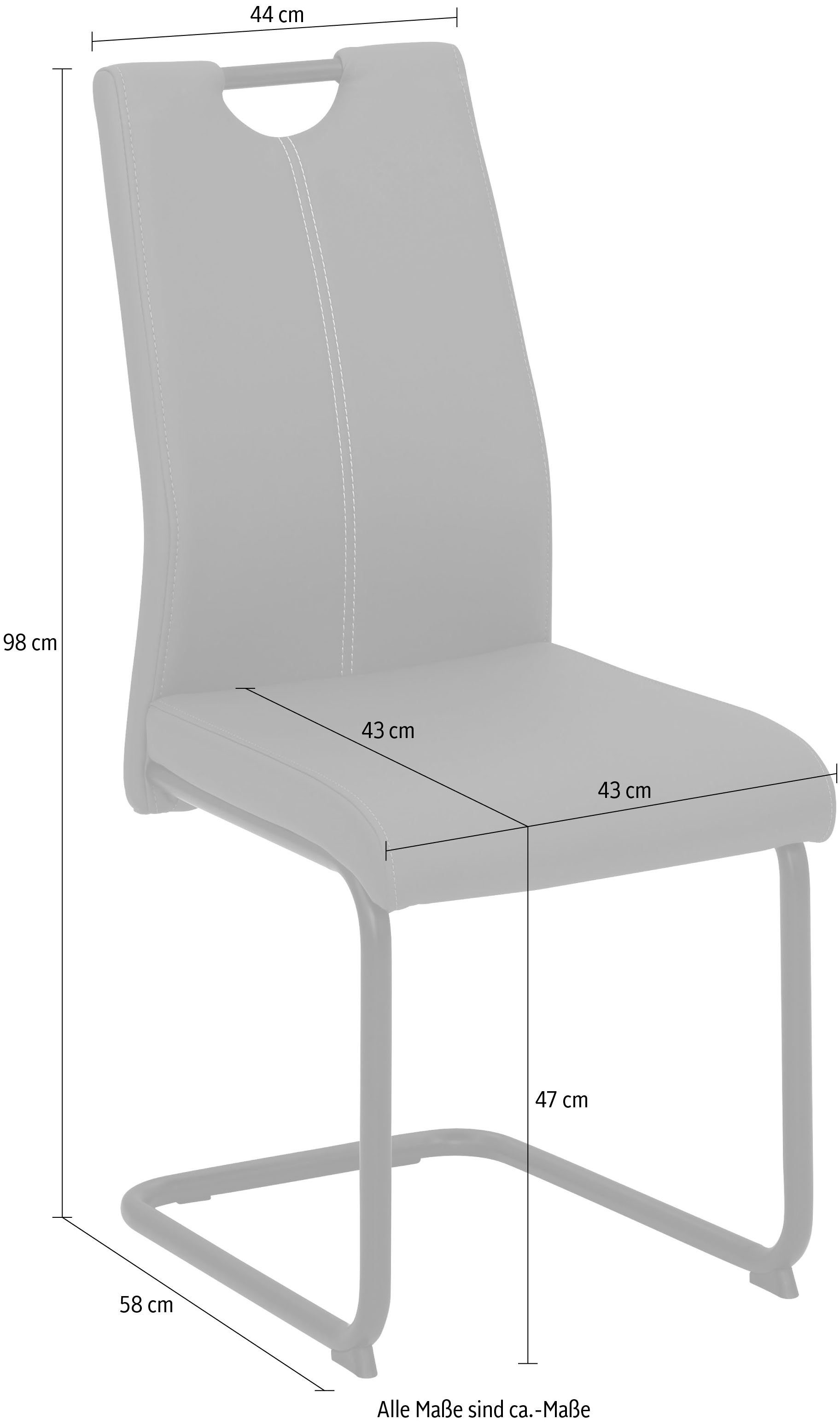 CORA Grau Tragegriff St), (Set, HELA grau schwarz 2 | Freischwinger in