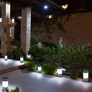 etc-shop LED Gartenleuchte, LED-Leuchtmittel fest verbaut, Neutralweiß, 9x Außen Steh Stand Lampe Solar Steck Erdspieß Leuchte Garten