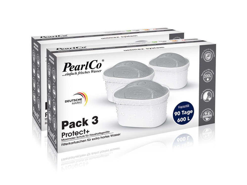 Kalk- und Wasserfilter Filterkartuschen unimax Protect+ Pack 6 kompatibel mit Brita Maxtra+