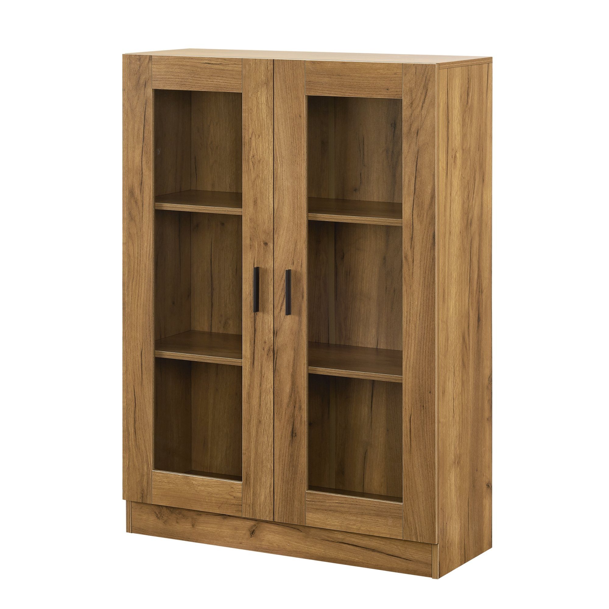 en.casa Vitrine »Sorø« Wohnzimmerschrank 80x31x115cm Eiche günstig online kaufen