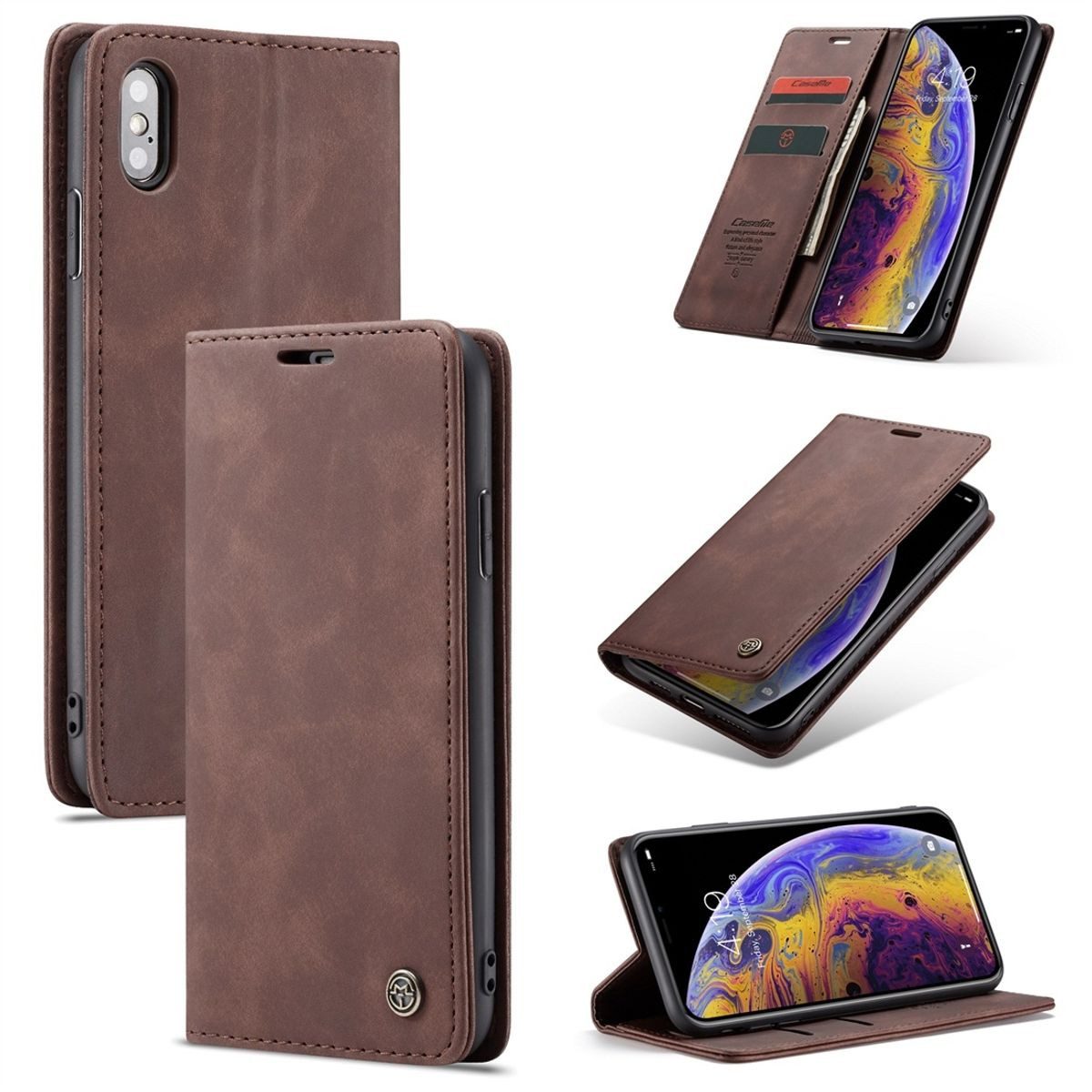 König Design Handyhülle Apple iPhone X, Schutzhülle Schutztasche Case Cover Etuis Wallet Klapptasche Bookstyle