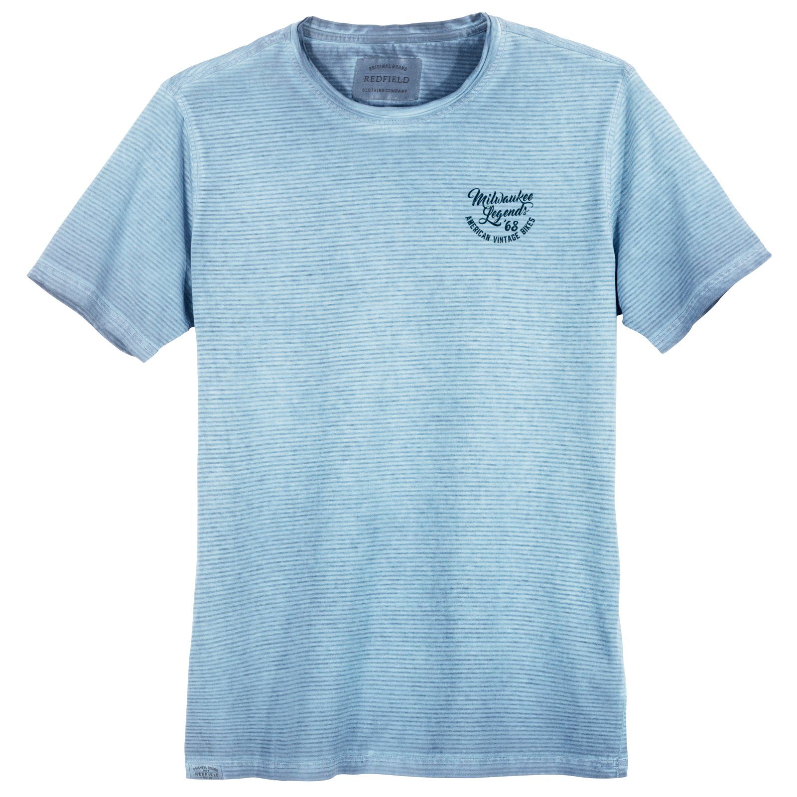 redfield Print-Shirt Redfield modisches Used XXL T-Shirt geringelt hellblau