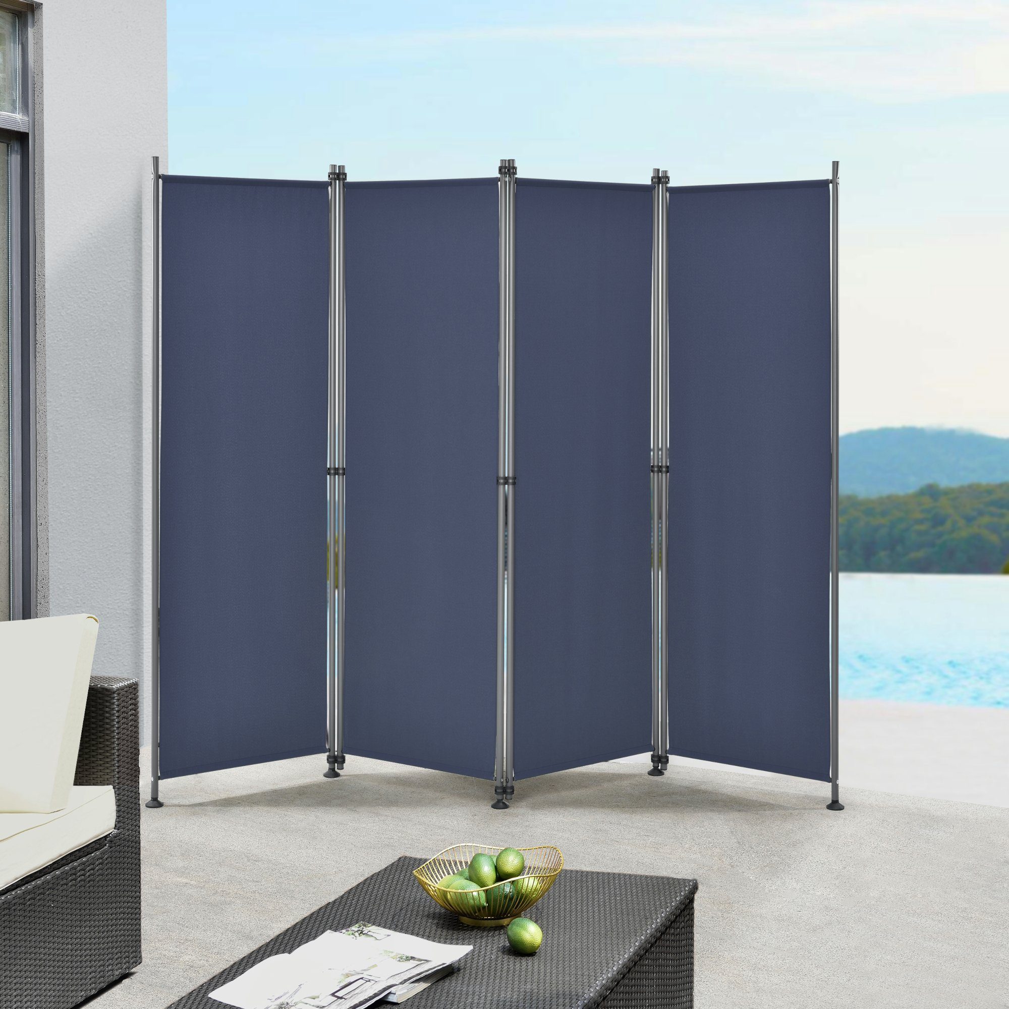 pro.tec Paravent, Outdoor »Modica« 170x215cm Sichtschutz Dunkelblau Trennwand