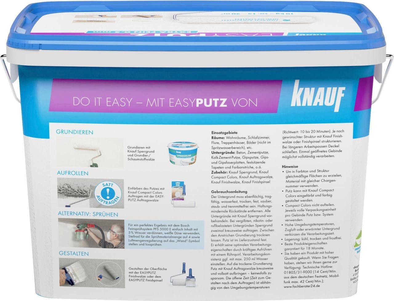 KNAUF Gips-Kalk-Putz Knauf EasyPutz Streichputz 10 kg 0,5 mm extra fein – Bild 4 von 5
