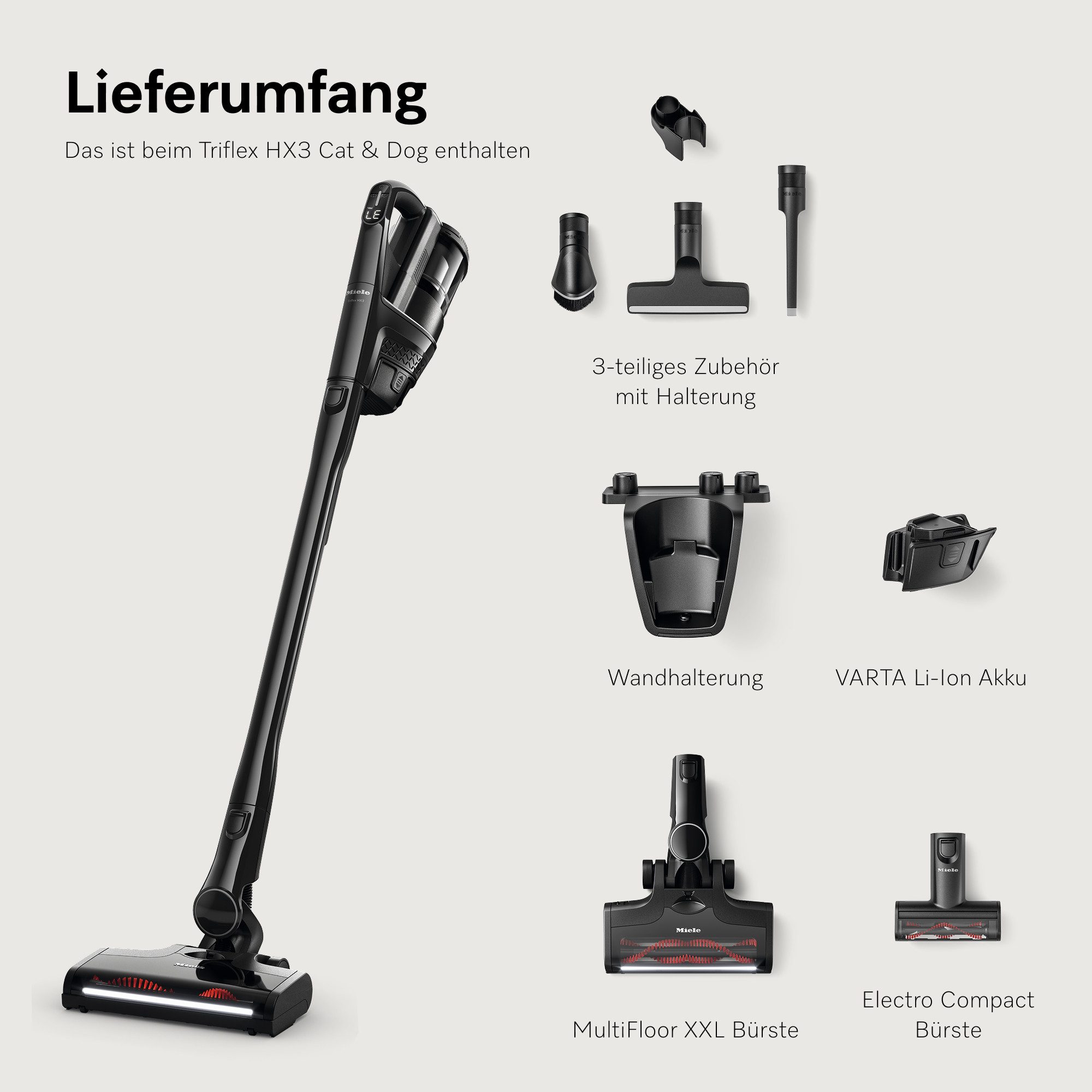 Miele Akku-Stielstaubsauger Triflex HX3 Cat & Dog, 192 W, beutellos