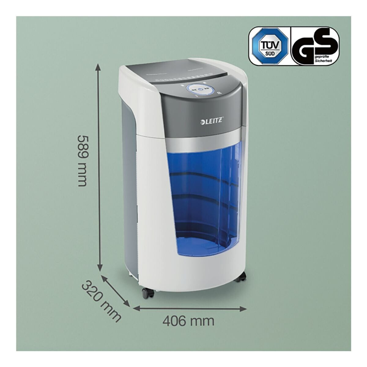 LEITZ Aktenvernichter OptiMax Office, Mikroschnitt 2x 5 mm, bis 10 Blatt, 35 Liter