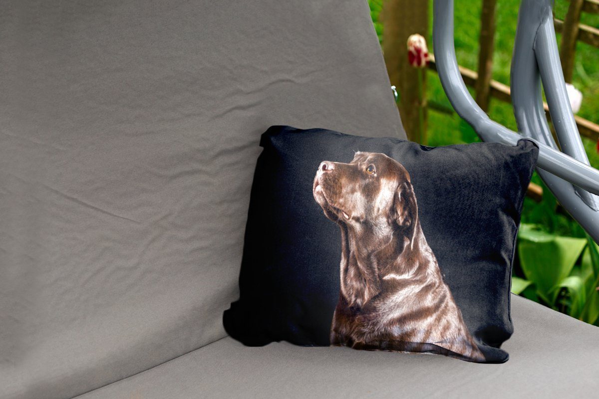 MuchoWow Dekokissen Hund - - Outdoor-Dekorationskissen, Dekokissenbezug, Kissenhülle Porträt, Braun Polyester