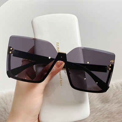 IBETTER Sonnenbrille Sonnenbrille Damen,Halbgestelle Unregelmäßige Farbverlauf Sonnenbrille (Unisex mit UV400 Schutz Vintage)