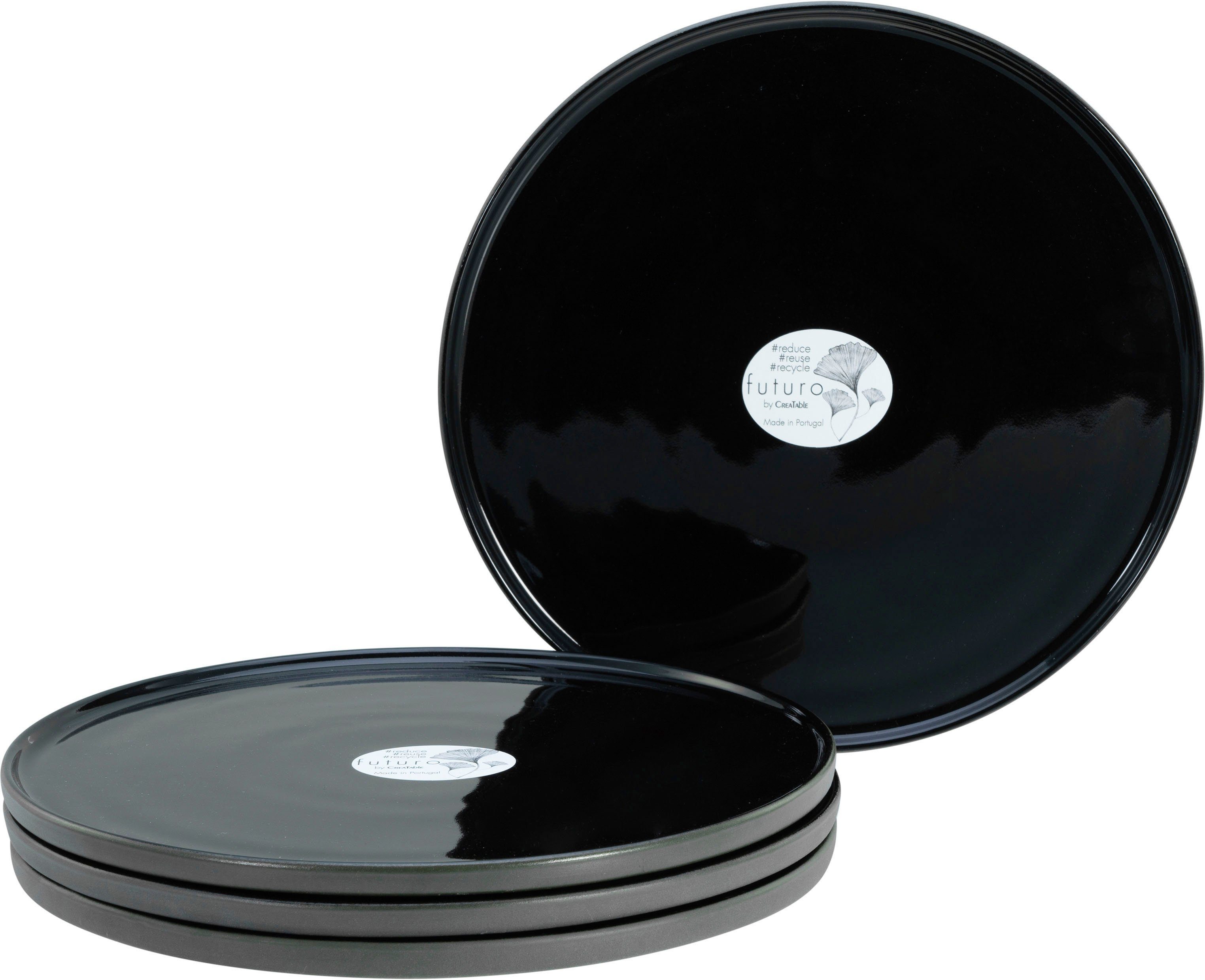 CreaTable Speiseteller Futuro, (4 St), Teller Set für 4 Personen, Ø 26 cm, Steinzeug
