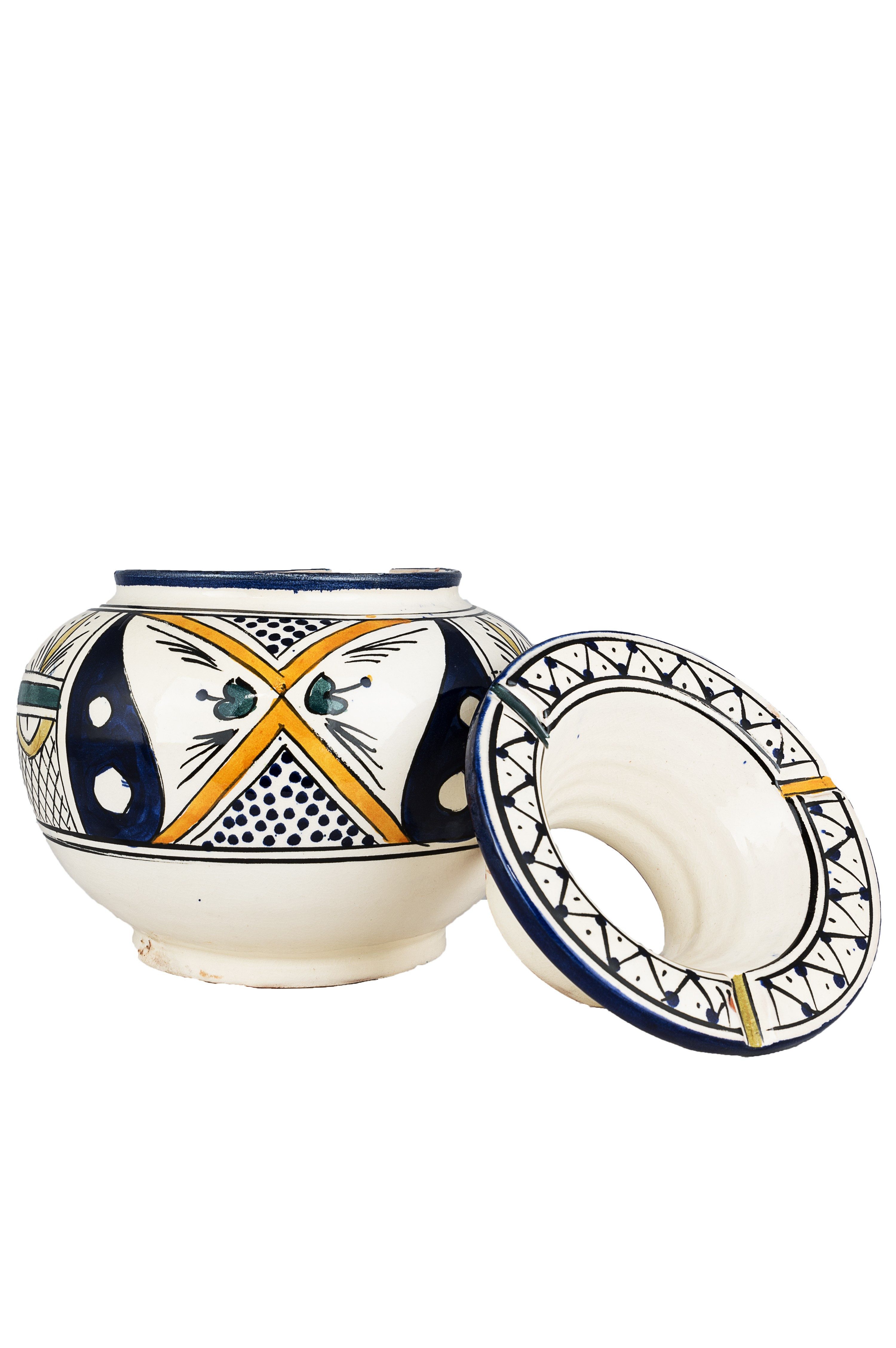 Marrakesch Orient & Mediterran Interior Aschenbecher Marokkanischer Aschenbecher Afifa XL handgefertigt aus Keramik 20 cm, Handarbeit
