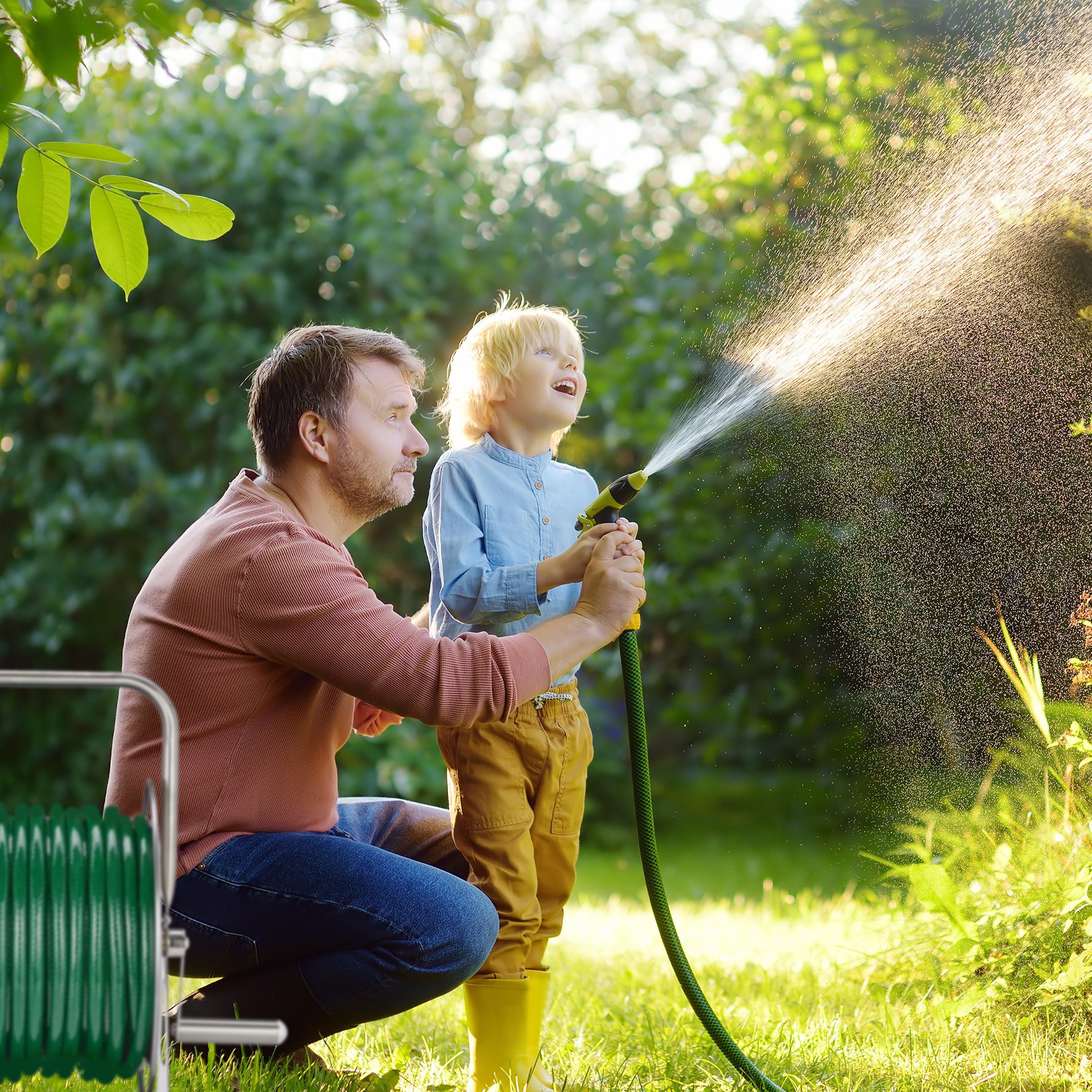 relaxdays Schlauchtrommel Edelstahl