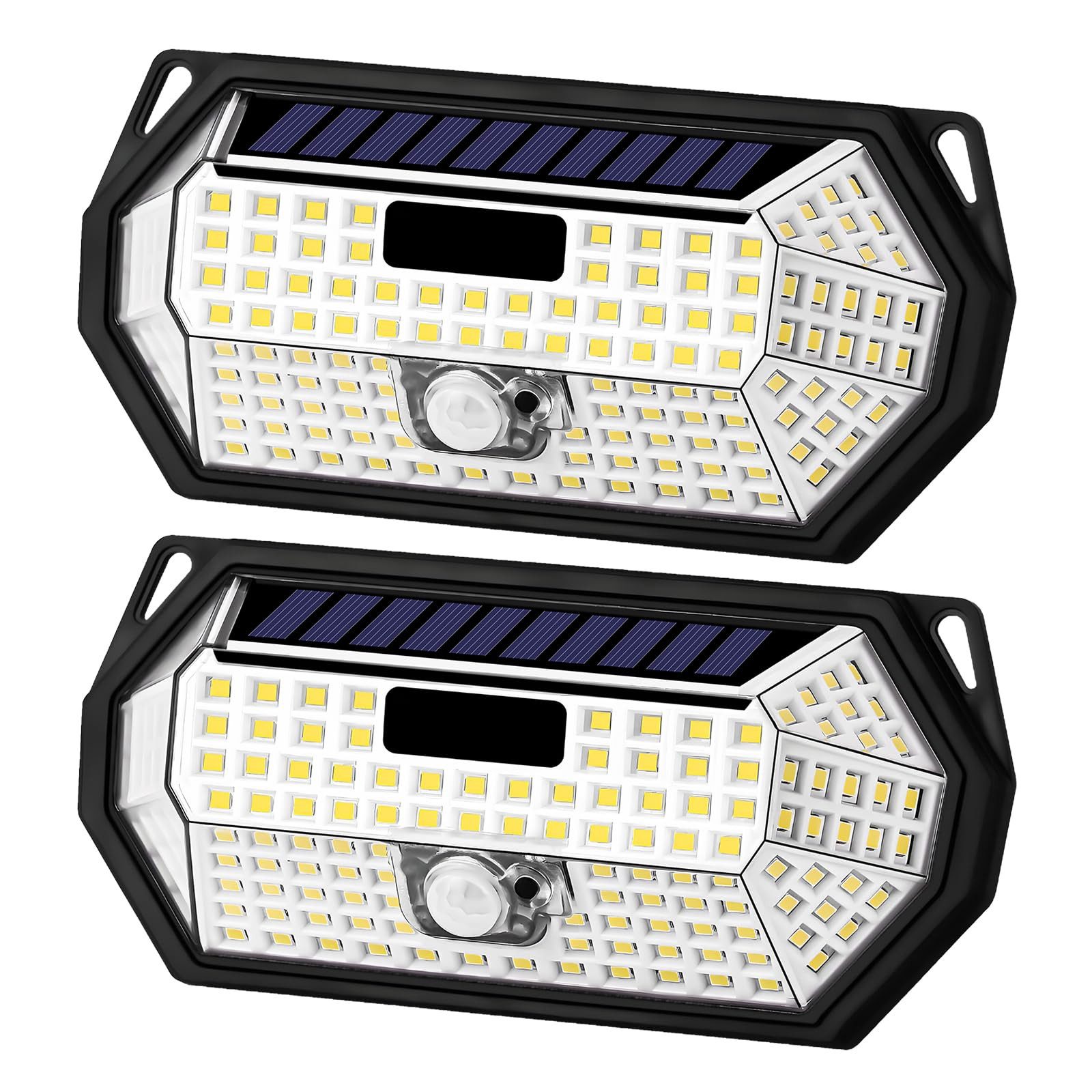 LQWELL LED Solarleuchte Solarlampen für Außen mit Bewegungsmelder 300° LED Solarleuchten Lampe, LED fest integriert, Kaltes WeißAus hochwertigem ABS+PC-Material gefertigt 148 LEDs Farbtemperatur 6000–6500K, für Garten, Terrasse, Park, Hof, Garage oder Hau