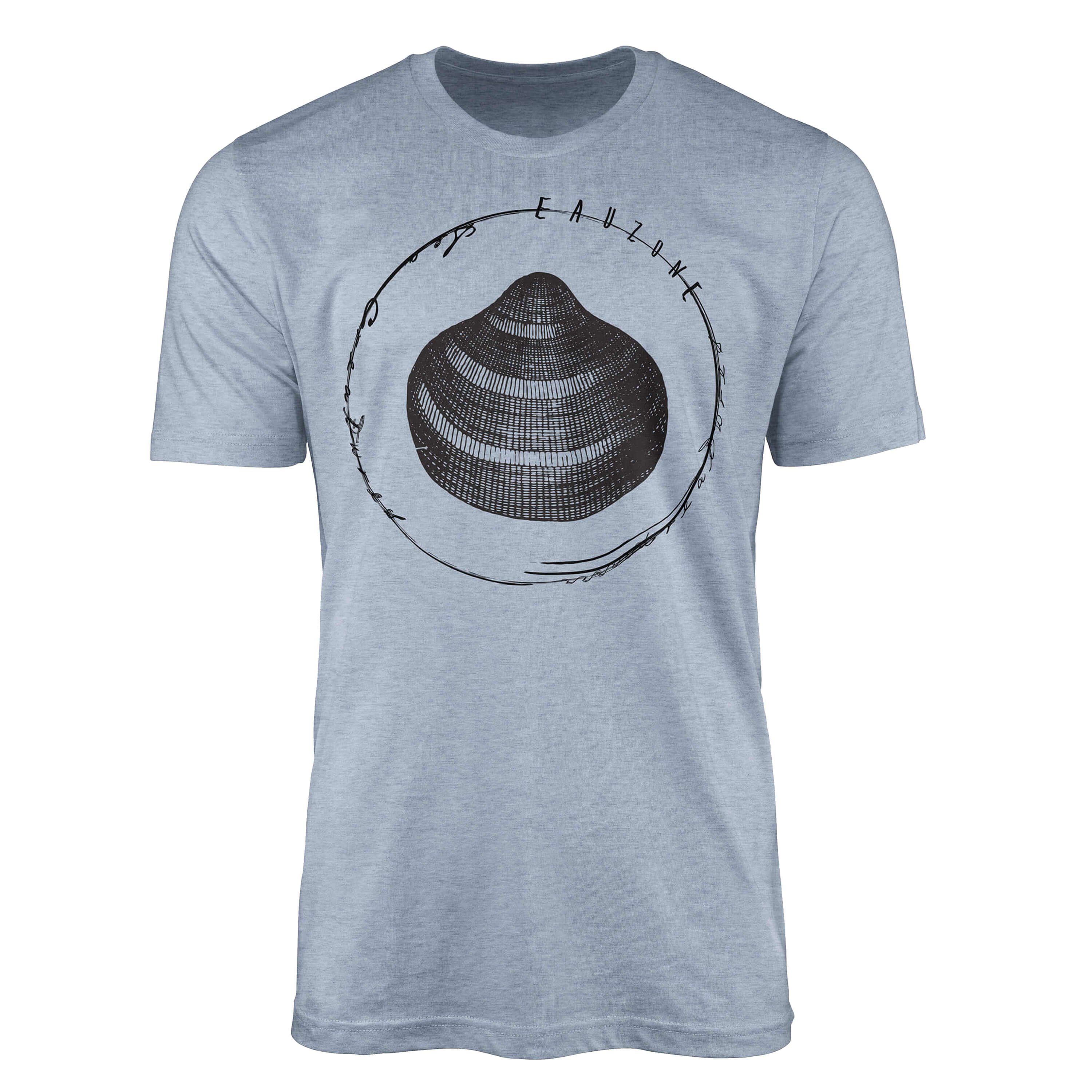 Sinus Art T-Shirt T-Shirt Tiefsee Fische - Serie: Sea Creatures, feine Struktur und sportlicher Schnitt / Sea 063 Stonewash Denim