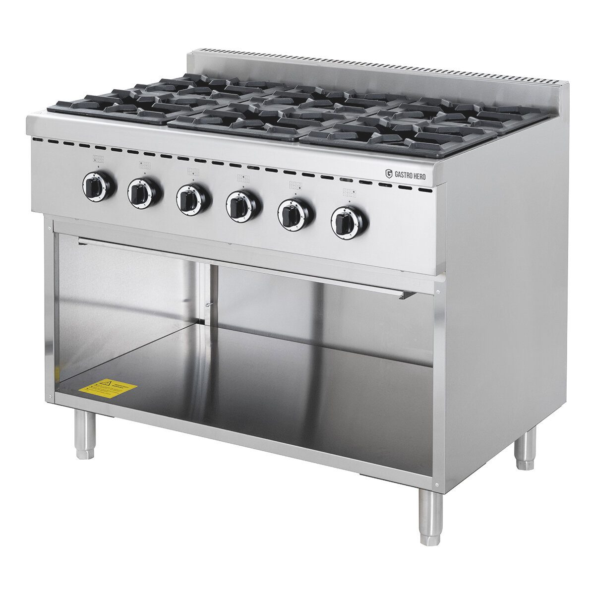 GastroHero Dönergrill Gasherd 6 Brenner 43,2 kW Edelstahl Gastro Standherd, 43200 W