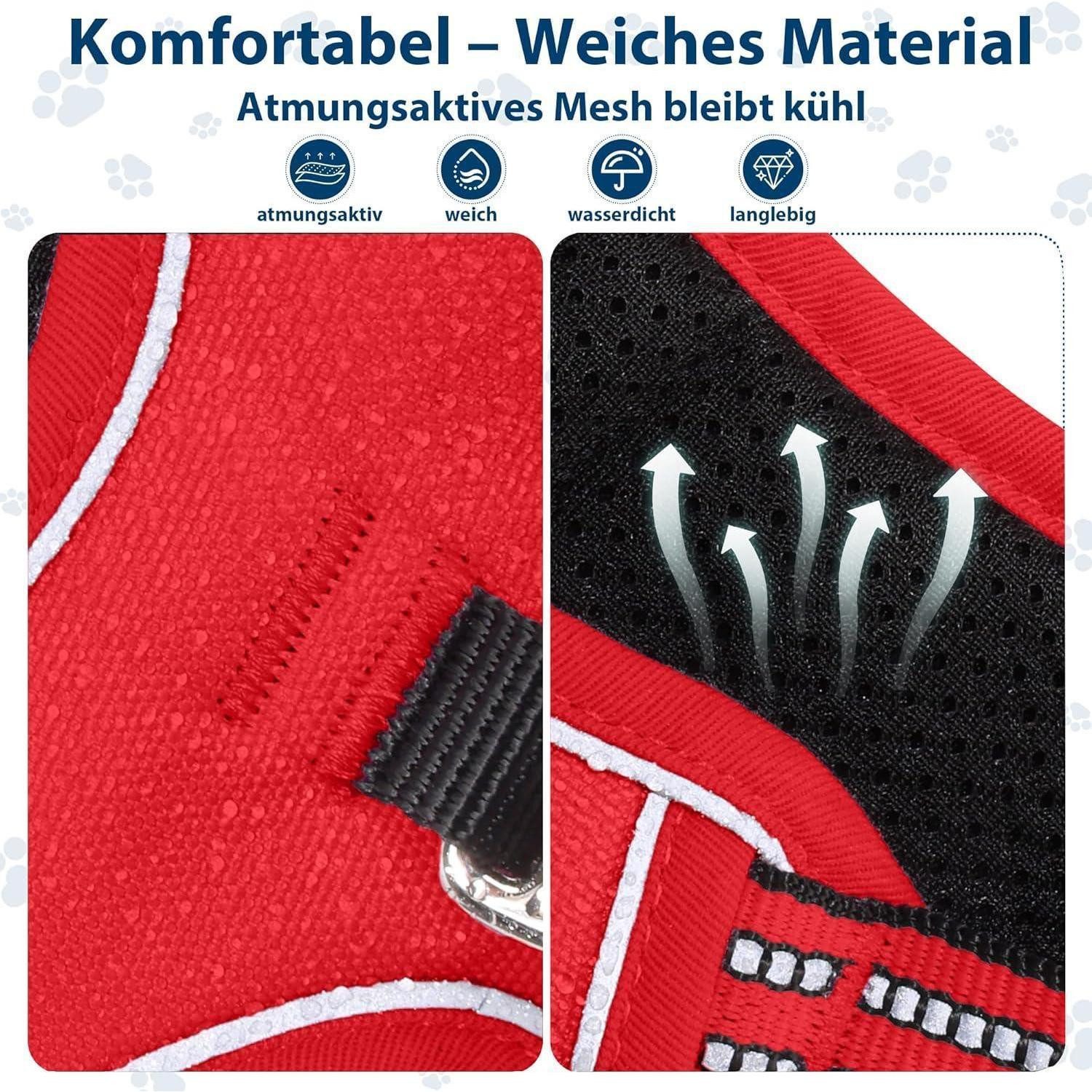 LuxusKollektion Hunde-Sicherheitsgeschirr Hundegeschirr Brustgeschirr Mittelgroße Anti Zug Reflektor M Rot