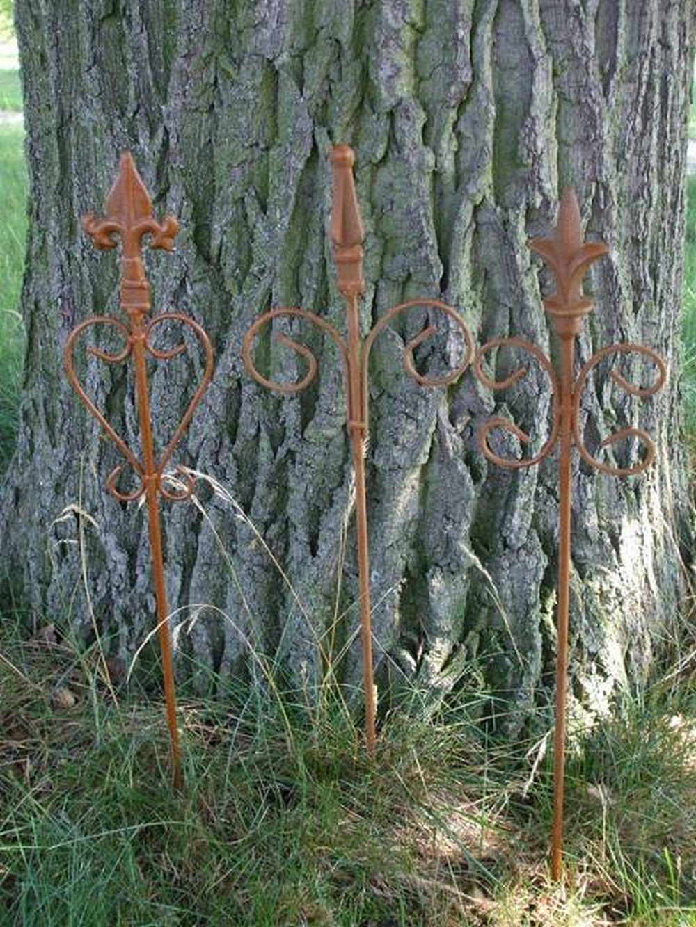 Deko-Impression Gartenstecker 3 Stück Eisen, Rankstäbe, dekorative verzierte Rankhilfe, Spitze, Rost (3-St)