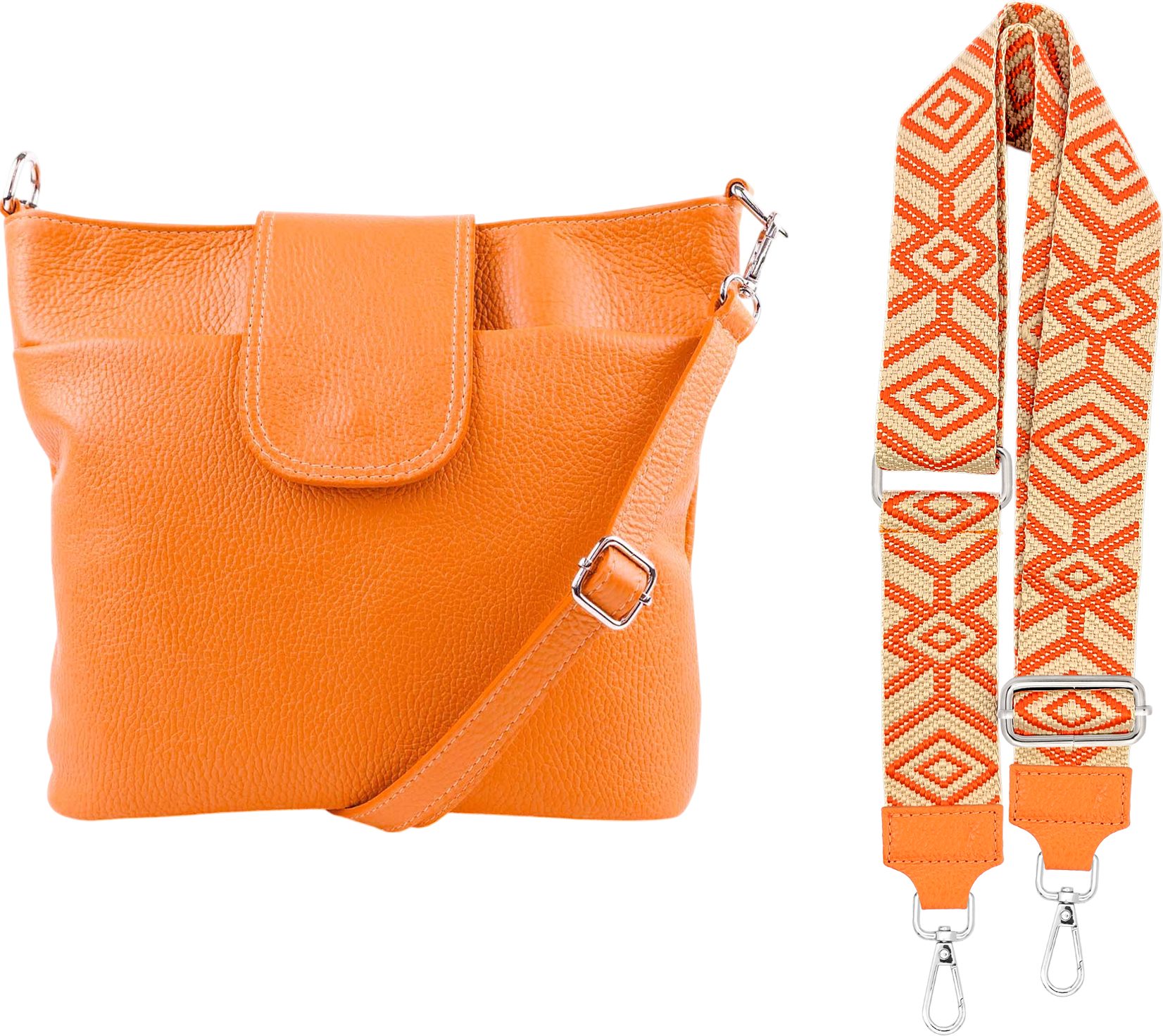 SEVA Schultertasche Umhängetasche Damen Echtleder mit Verstellbar Abnehmbar Breiter Gurt (5 Innenfächer, 2 Außenfächer, Vielen Farben), Crossbody Tasche, vielen verschiedenen Farben, Made in Italy