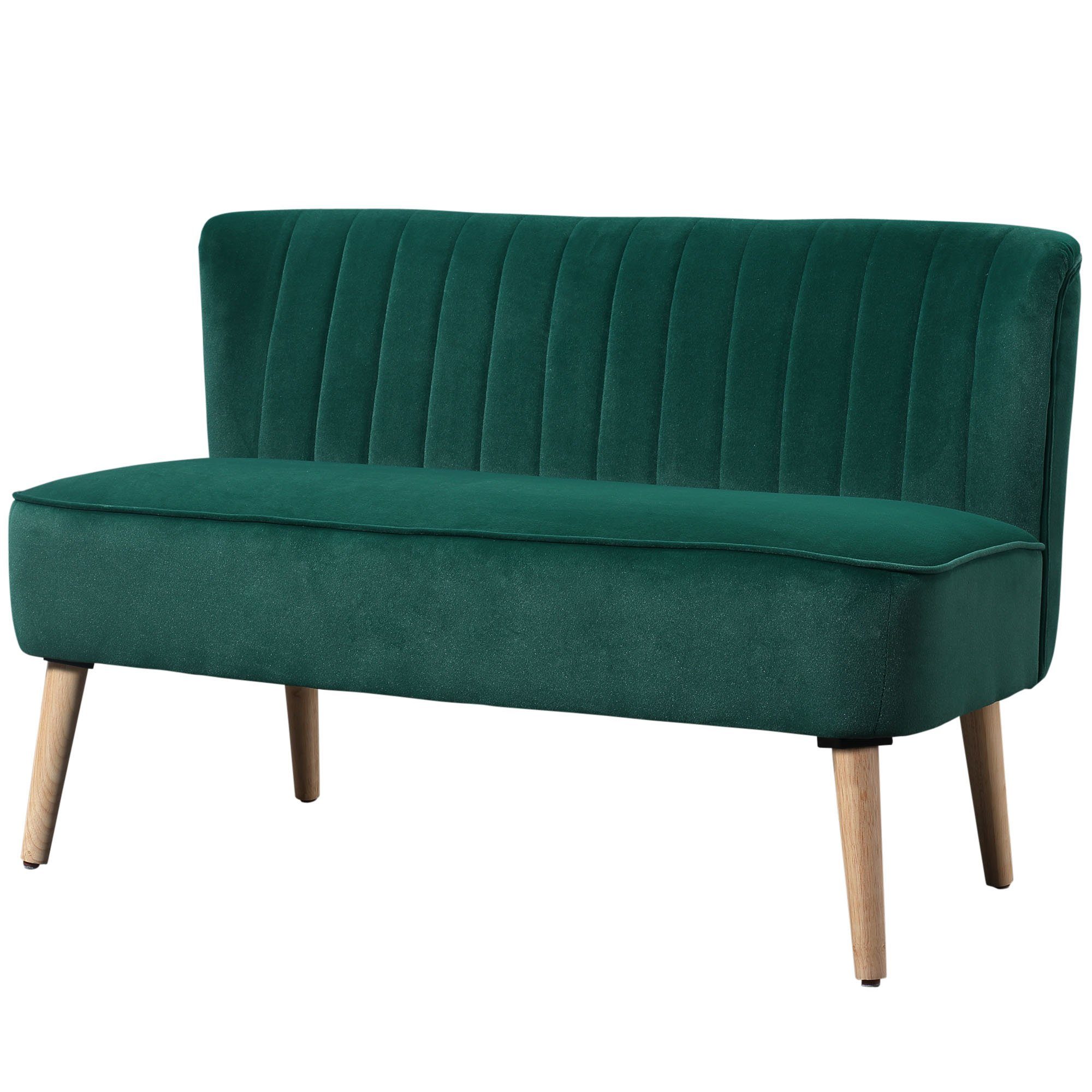 HOMCOM 2-Sitzer Sitzmöbel Loungesofa Holz Samtartiges Polyster Schaumstoff, 1 Teile