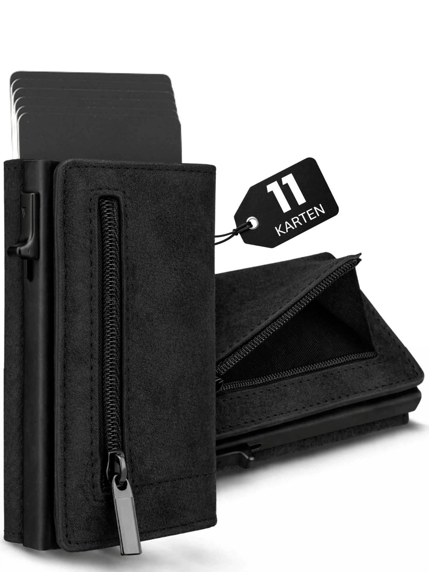 S&T Design Brieftasche S&T Design RFID Blocker Cardholder Slim Wallet Herren veganem Leder (S&T Design portemonnaie, Mit Geschenk verpackung), 8 Kartenfächer, Hochwertiges Material, Elegant, Geschenkbox