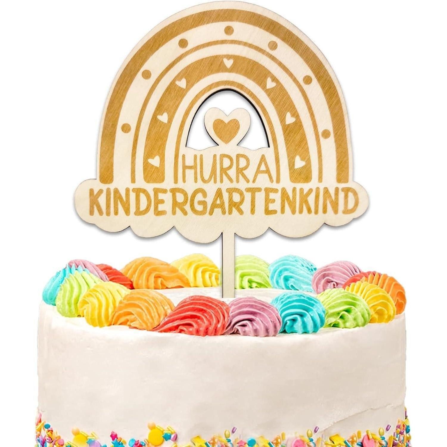 LuxusKollektion Sticker Tortendeko Einschulung Kindergarten Holz Cake Topper Kindergartenkind
