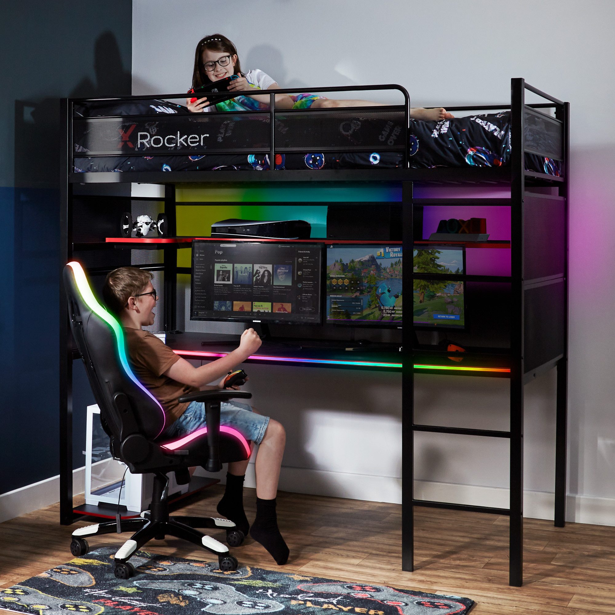 X Rocker Hochbett Battlebunk RGB - Gaming Hochbett mit Beleuchtung, & XXL-S günstig online kaufen