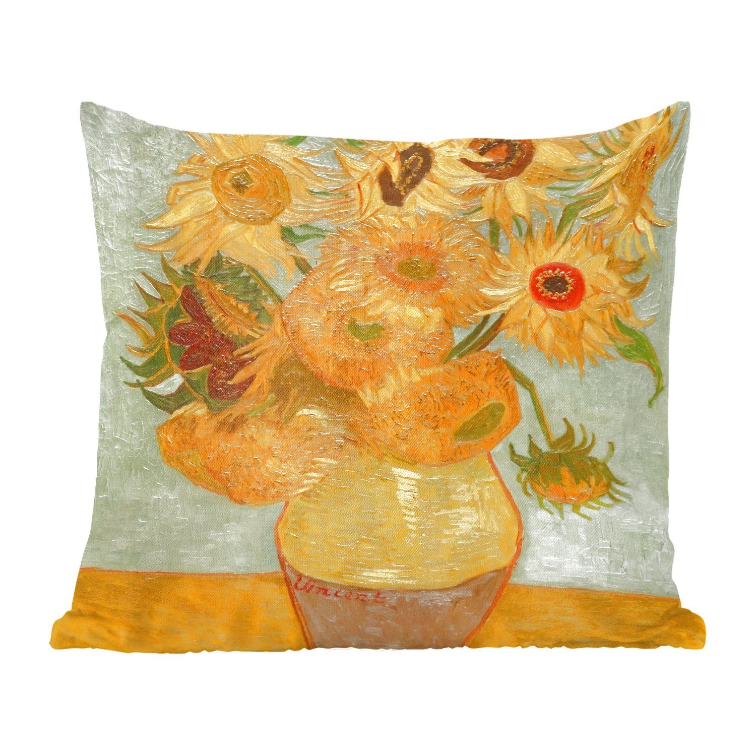 MuchoWow Dekokissen Sonnenblumen - Vincent van Gogh, Zierkissen mit Füllung für Wohzimmer, Schlafzimmer, Deko, Sofakissen