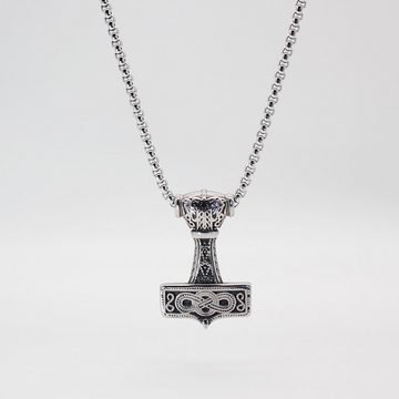 ELLAWIL Edelstahlketten-Set Kette mit Anhänger Thor's Hammer Wikinger Edelstahlkette (Kettenlänge 54 cm, Edelstahl), inklusive Geschenkschachtel