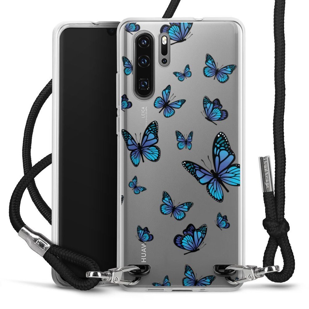 DeinDesign Handyhülle Schmetterling Muster transparent Butterfly Pattern Transparent, Huawei P30 Pro New Edition Handykette Hülle mit Band Case zum Umhängen