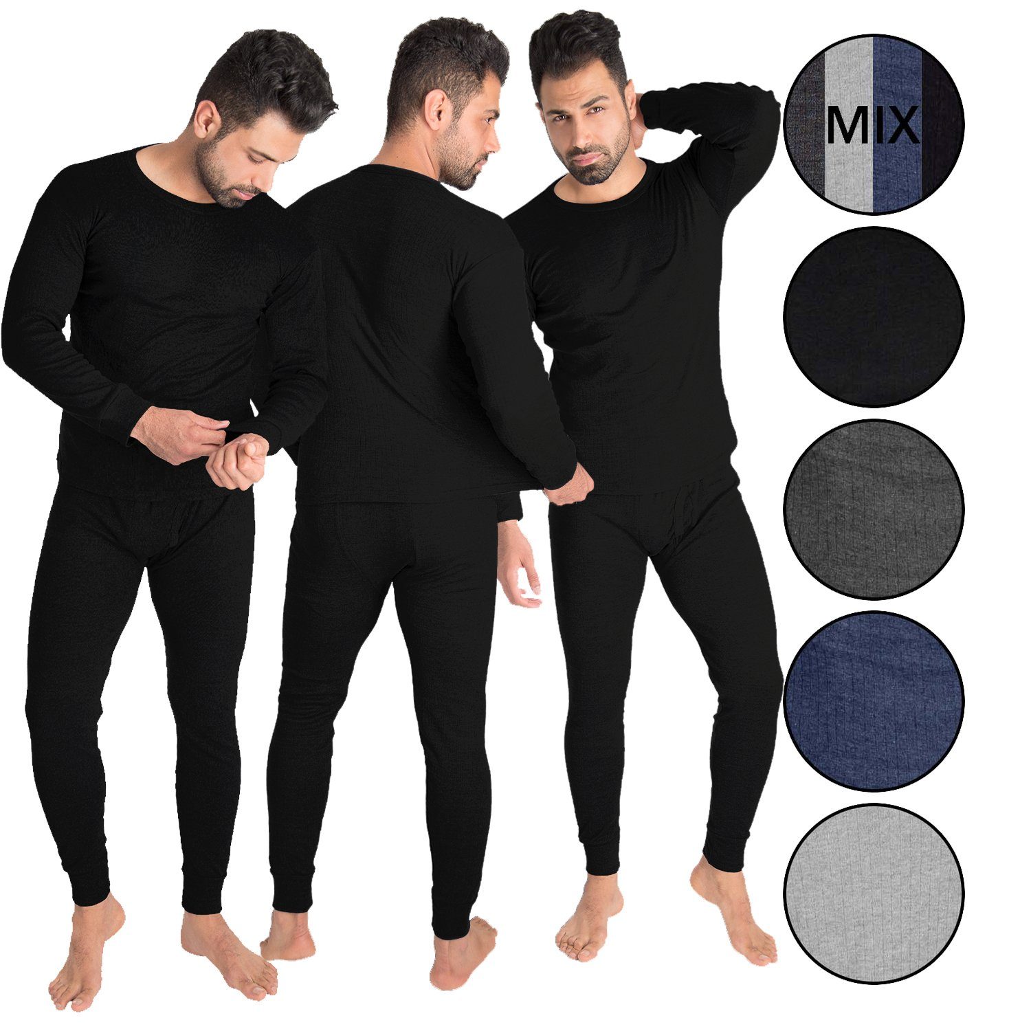 Black Snake Thermounterhemd cushy (Set, 3-St) Thermounterwäsche Set 3x Unterhemd + Unterhose Schwarz