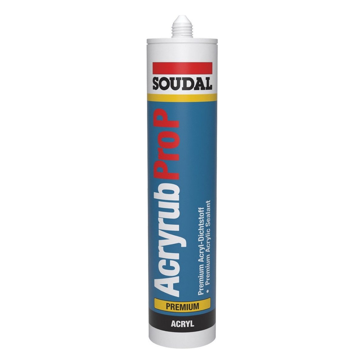 SOUDAL Maleracryl Acryrub Pro P - Premium Acryl Dichtstoff Weiß - 310 ml Kartusche, Gebrauchsfertig, 1 x Soudal Acryrub Pro P Weiß - 310 ml Kartusche, Acryl Dichtstoff in Weiß – überstreichbar für Anschlussfugen